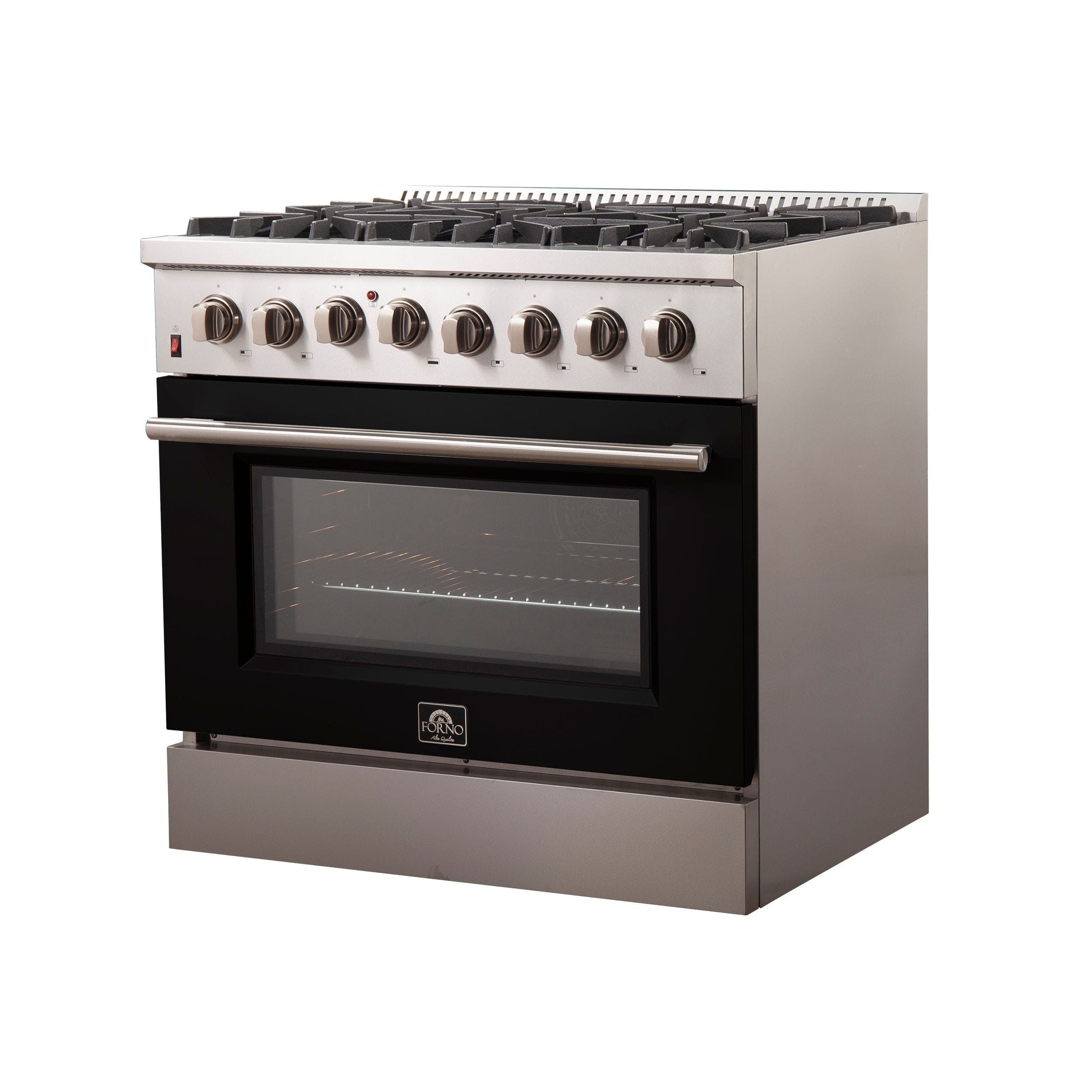 Forno Galiano 36 Inch Professional Freestanding Dual Fuel Range in Black, FFSGS6156-36BLK I Luxury Appliances Direct