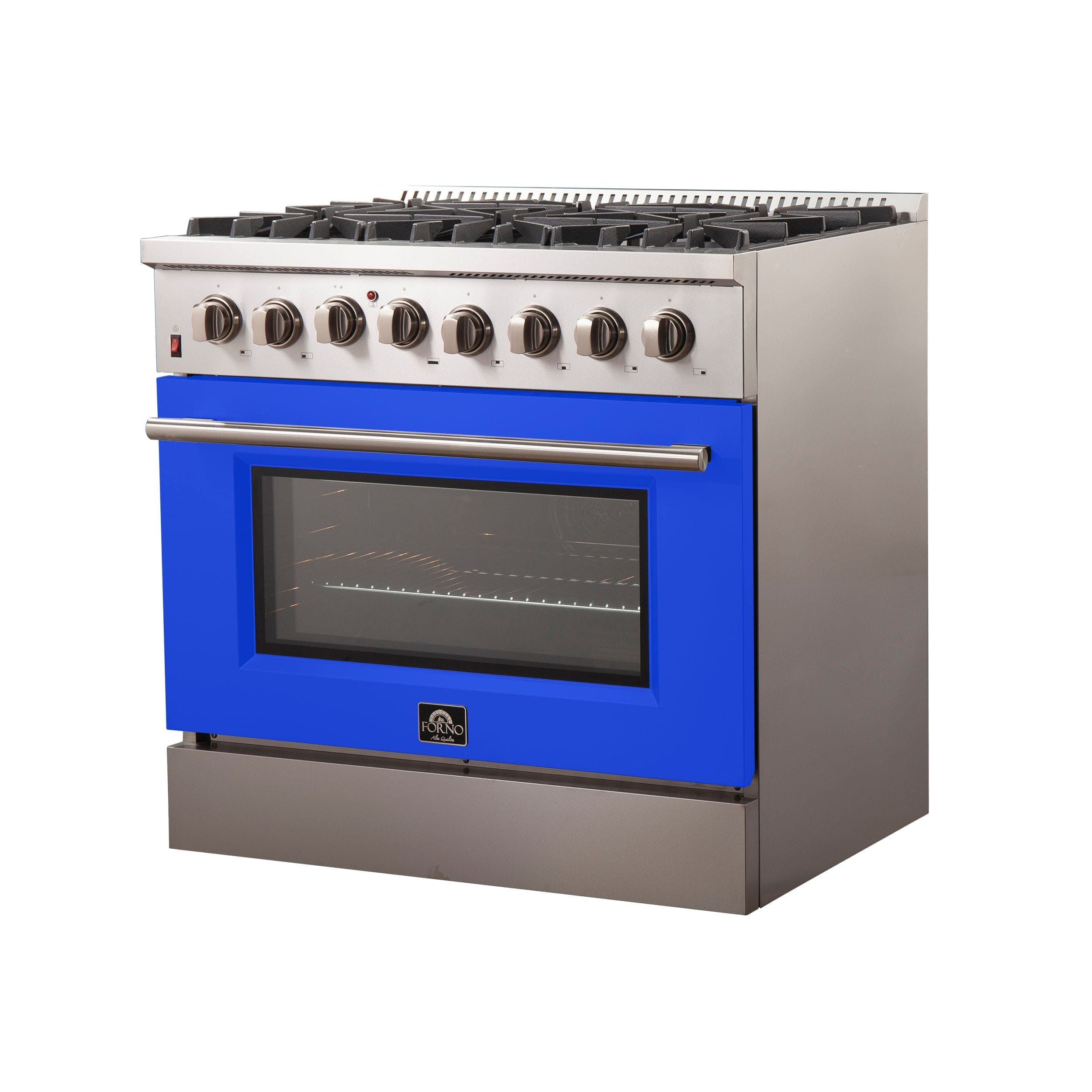 Forno Galiano 36 Inch Professional Freestanding Dual Fuel Range in Blue, FFSGS6156-36BLU I Luxury Appliances Direct