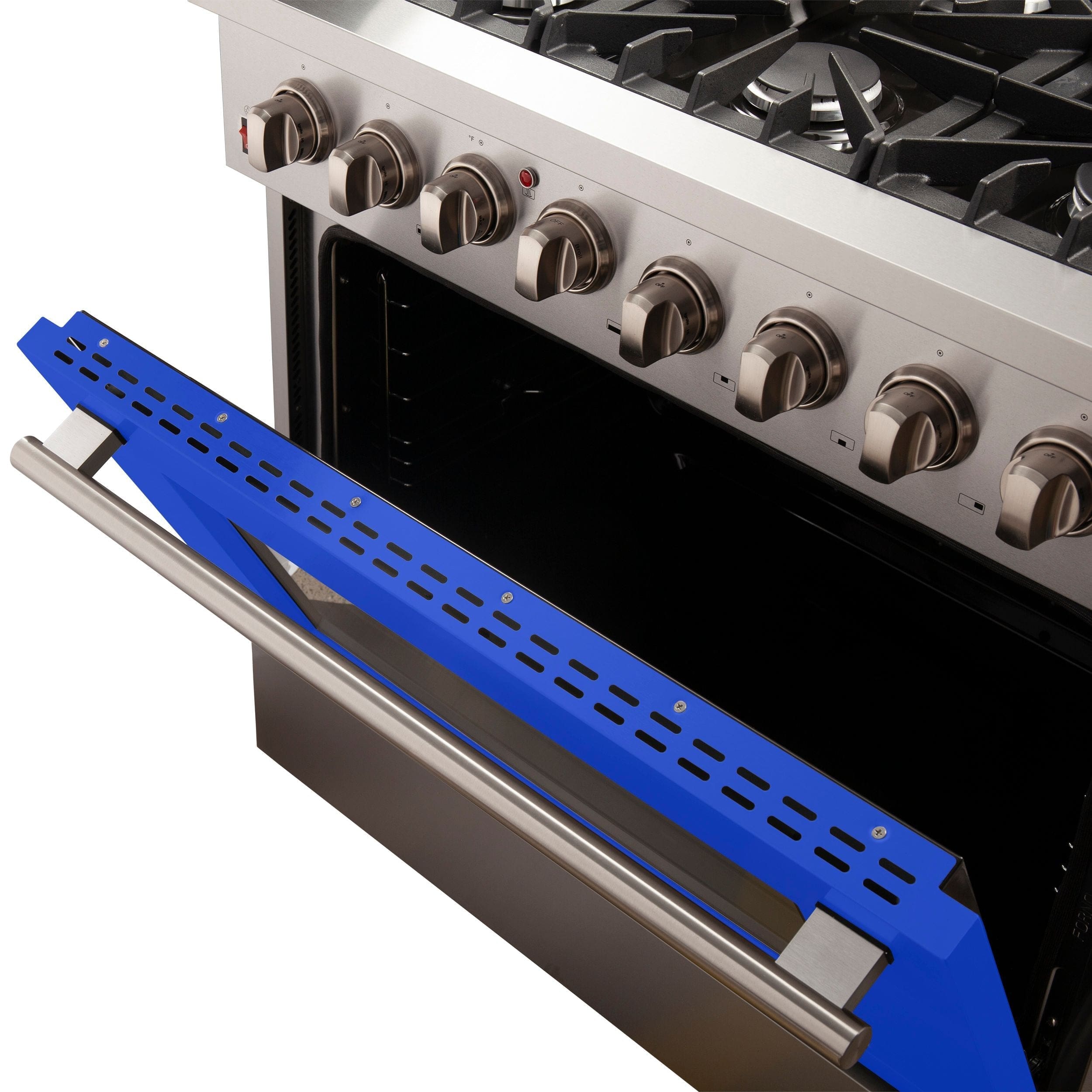 Forno Galiano 36 Inch Professional Freestanding Dual Fuel Range in Blue, FFSGS6156-36BLU I Luxury Appliances Direct