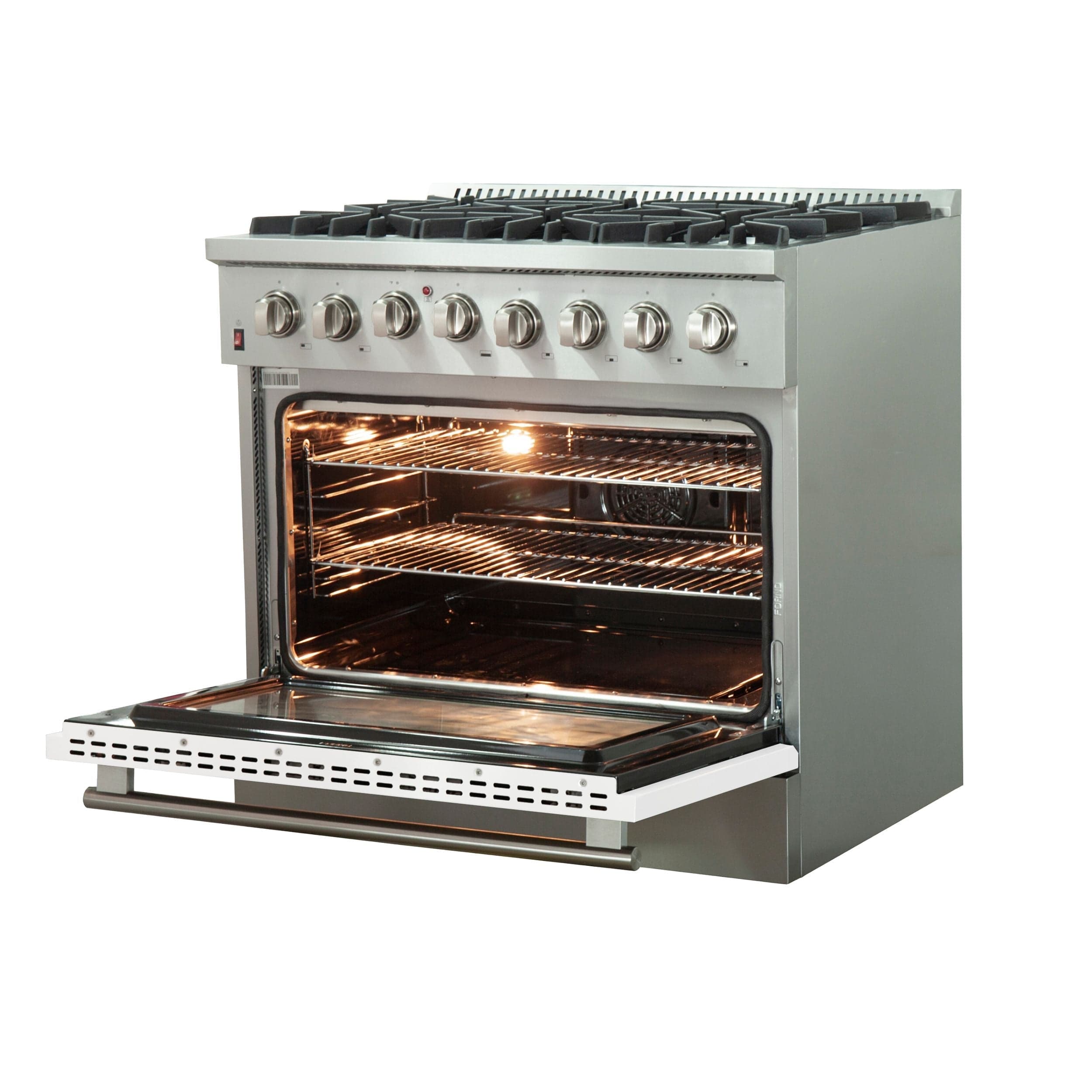 Forno Galiano 36 Inch Professional Freestanding Dual Fuel Range in White, FFSGS6156-36WHT I Luxury Appliances Direct