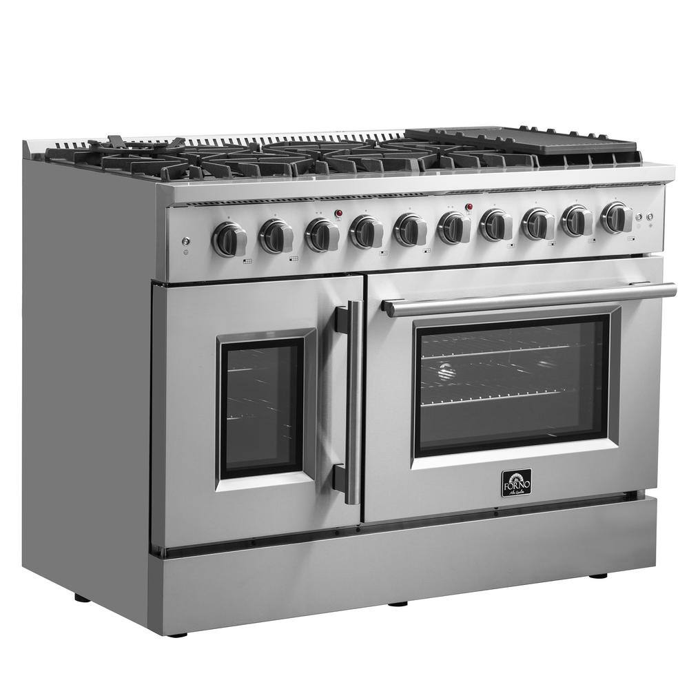 Forno Galiano 48" Double Door Gas Range With French Door And 8 Burners, FFSGS6444-48 I Luxury Appliances Direct