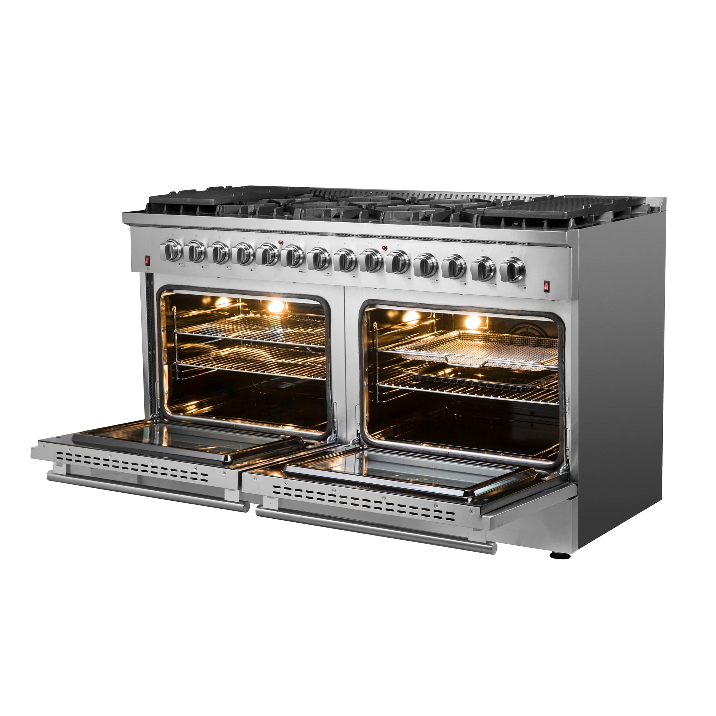 Forno Galiano 60 In. 8.64 cu. ft. Professional Freestanding Dual Fuel Range in Stainless Steel, FFSGS6156-60 I Luxury Appliances Direct