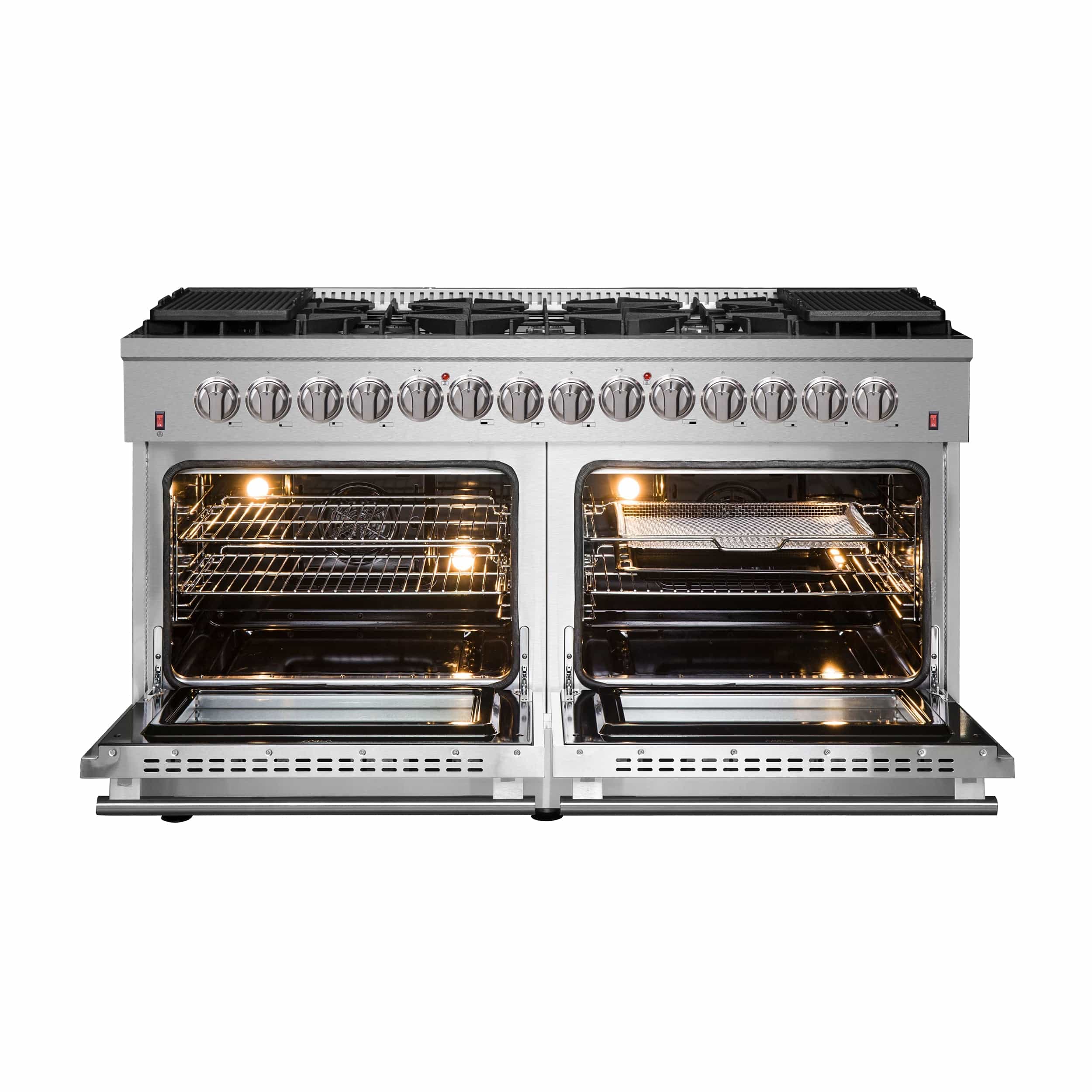 Forno Galiano 60 In. 8.64 cu. ft. Professional Freestanding Dual Fuel Range in Stainless Steel, FFSGS6156-60 I Luxury Appliances Direct