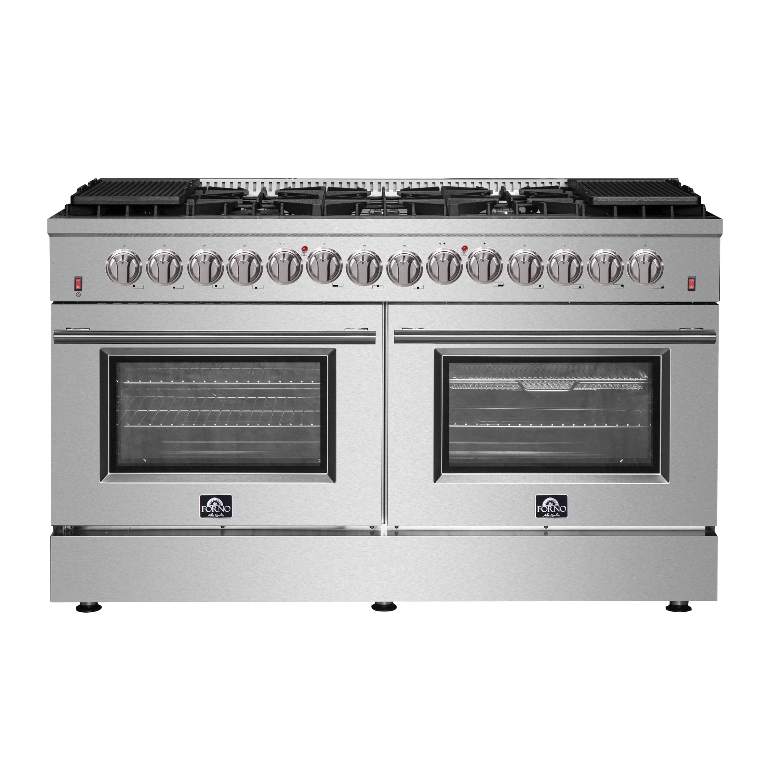 Forno Galiano 60 In. 8.64 cu. ft. Professional Freestanding Dual Fuel Range in Stainless Steel, FFSGS6156-60 I Luxury Appliances Direct