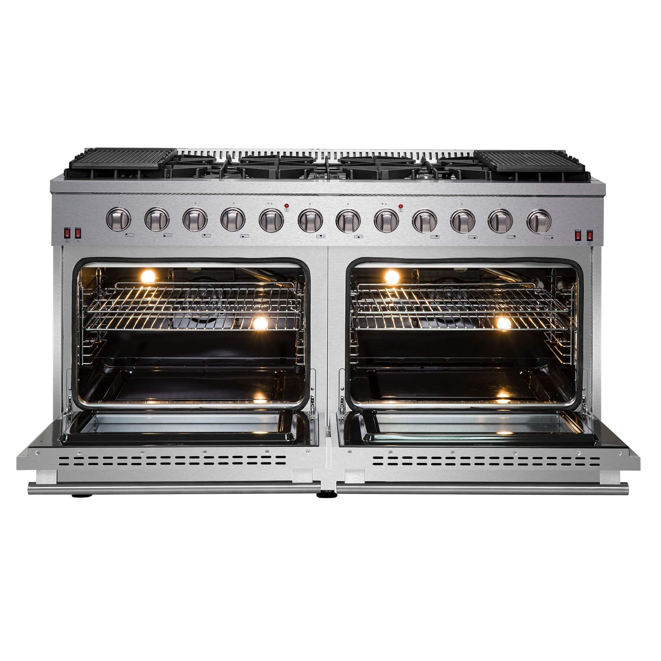 Forno Galiano 60 In. 8.64 cu. ft. Professional Freestanding Gas Range in Stainless Steel, FFSGS6244-60 I Luxury Appliances Direct