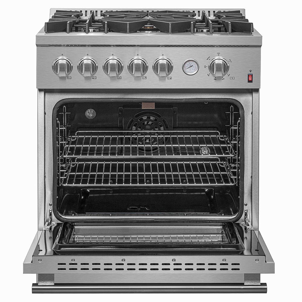 Forno Giovanni 30-inch Gas Range 5 Burners 4.32 cu.ft. Convection Oven FFSGS6274-30 I Luxury Appliances Direct