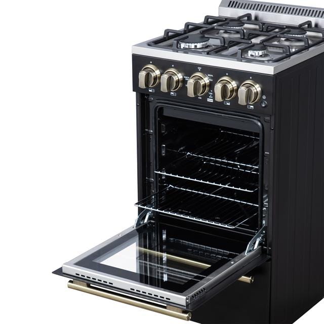 Forno Lamazze 20-Inch Gas Range in Black FFSGS6265-20BLK