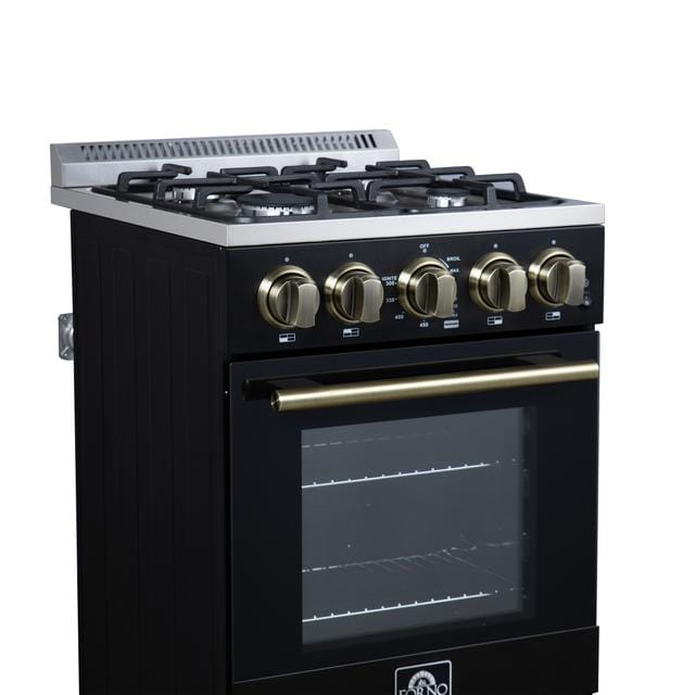 Forno Lamazze 20-Inch Gas Range in Black FFSGS6265-20BLK
