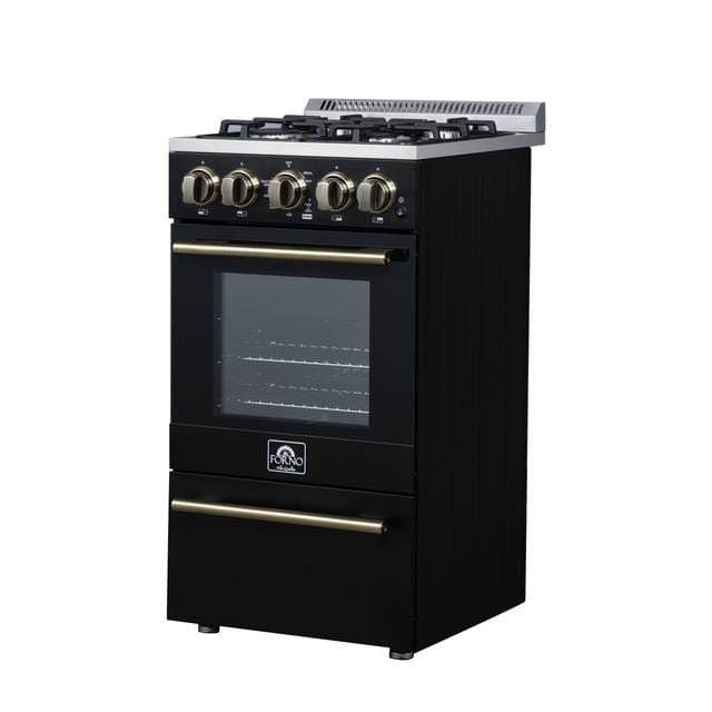 Forno Lamazze 20-Inch Gas Range in Black FFSGS6265-20BLK