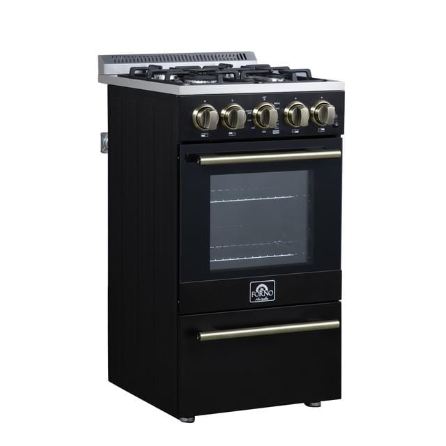 Forno Lamazze 20-Inch Gas Range in Black FFSGS6265-20BLK