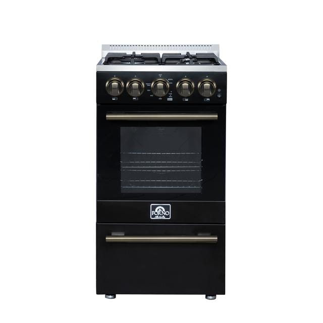 Forno Lamazze 20-Inch Gas Range in Black FFSGS6265-20BLK