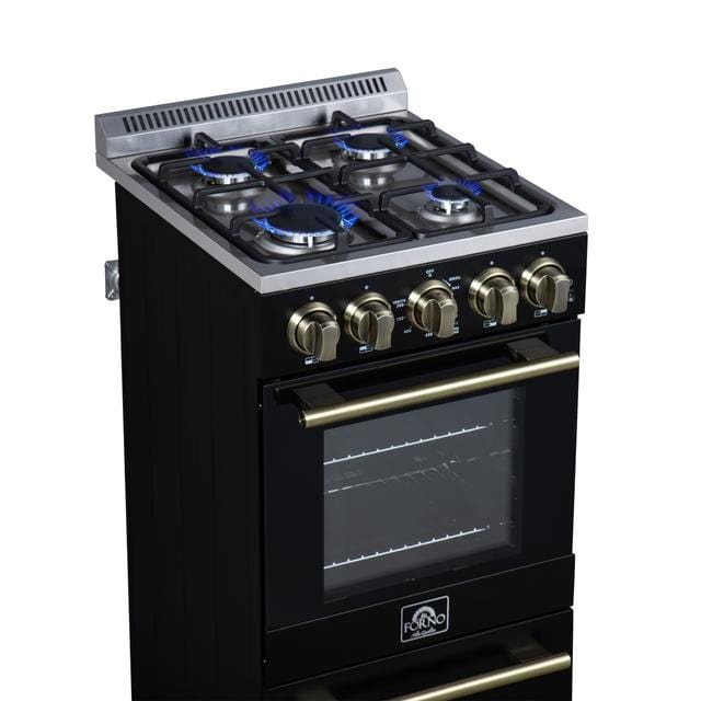 Forno Lamazze 20-Inch Gas Range in Black FFSGS6265-20BLK