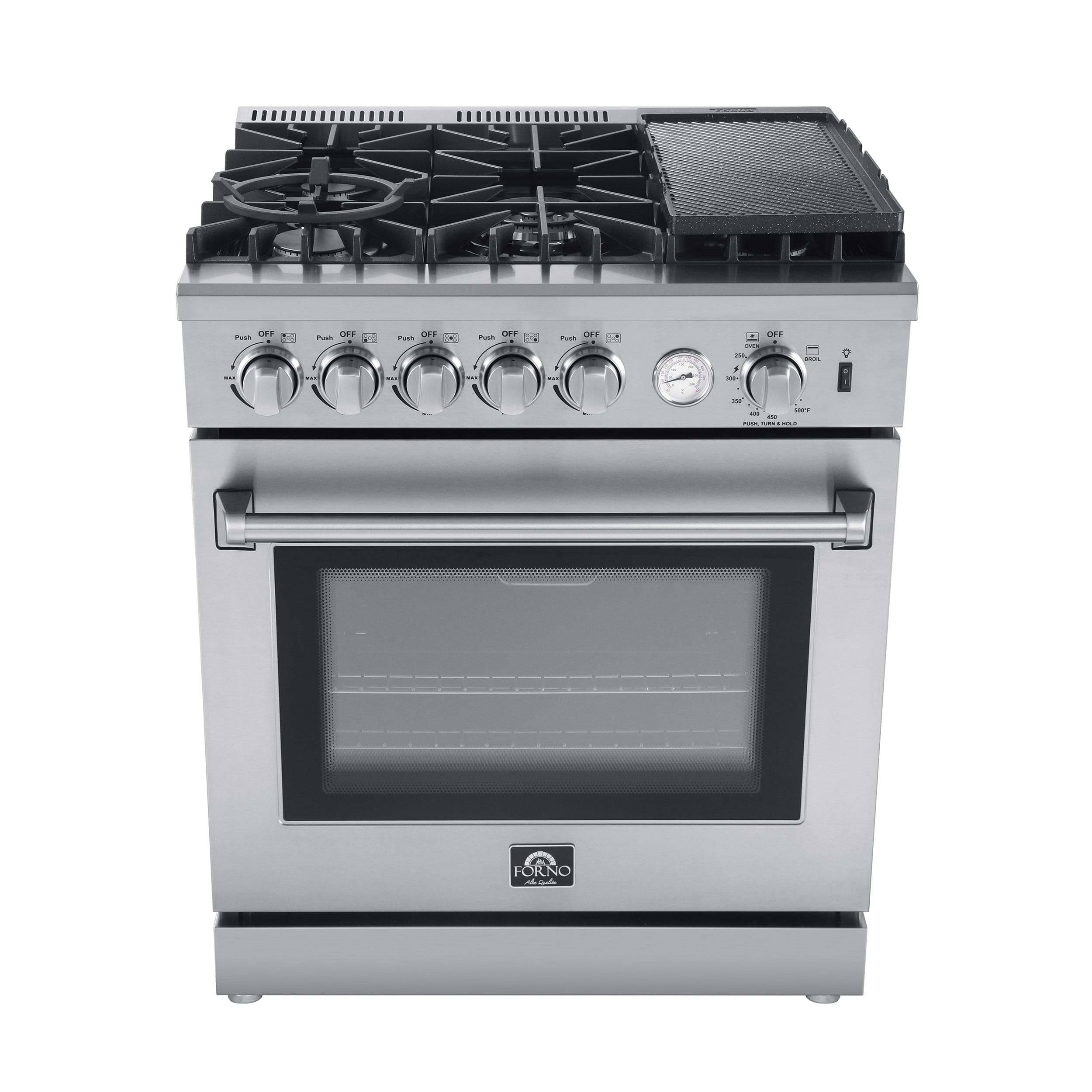 Forno Lazio 30" Gas Range with 5 Sealed Burners, Air Fryer and Griddle, FFSGS6276-30 I Luxury Appliances Direct