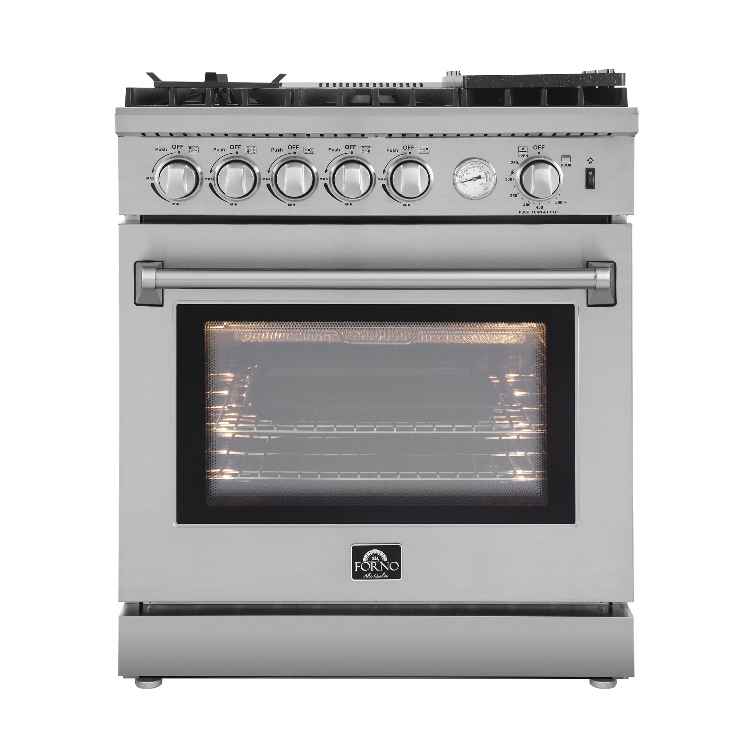 Forno Lazio 30" Gas Range with 5 Sealed Burners, Air Fryer and Griddle, FFSGS6276-30 I Luxury Appliances Direct