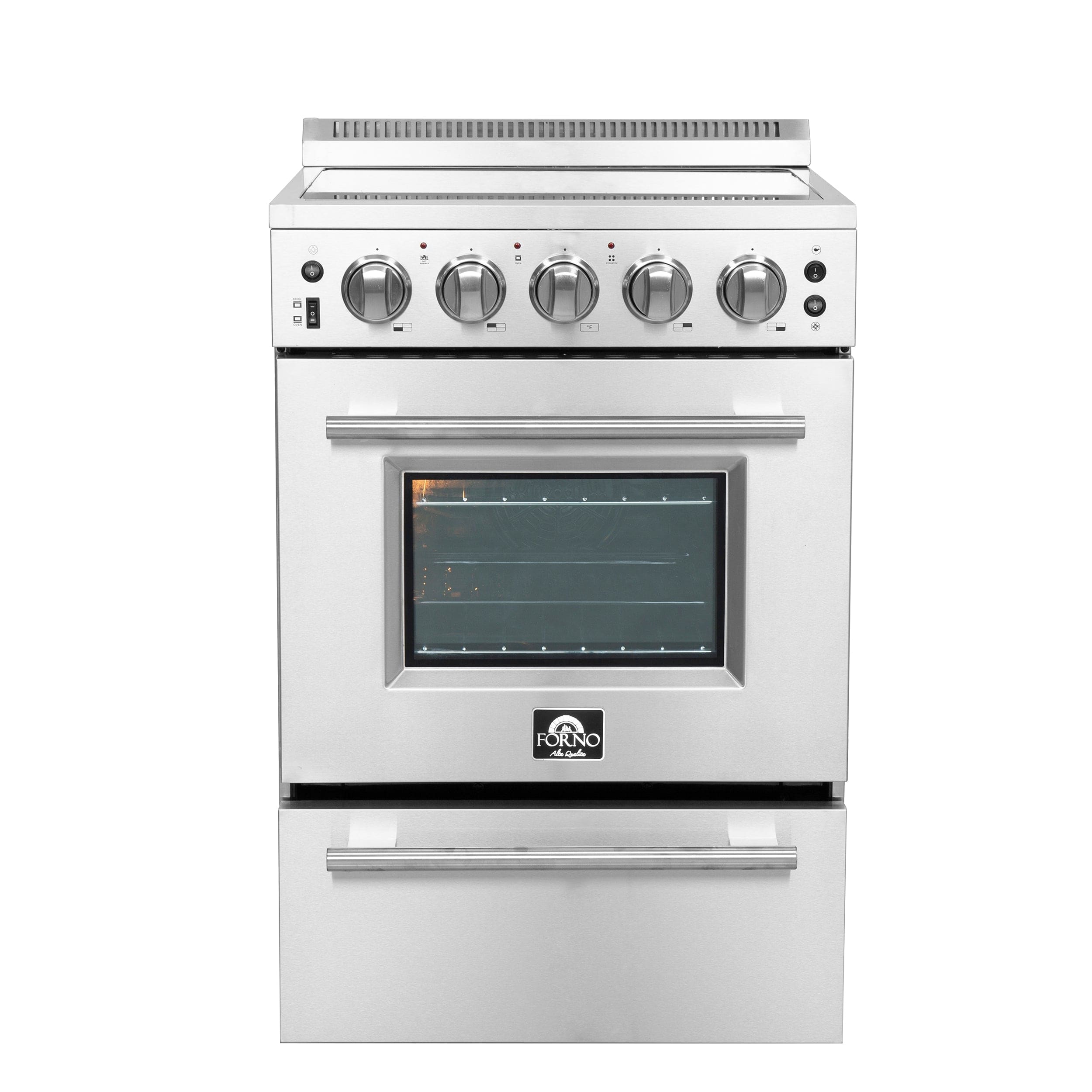 Forno Loiano 24" Freestanding Electric Range With 4 Element Burners in Stainless Steel, FFSEL6069-24 I Luxury Appliances Direct