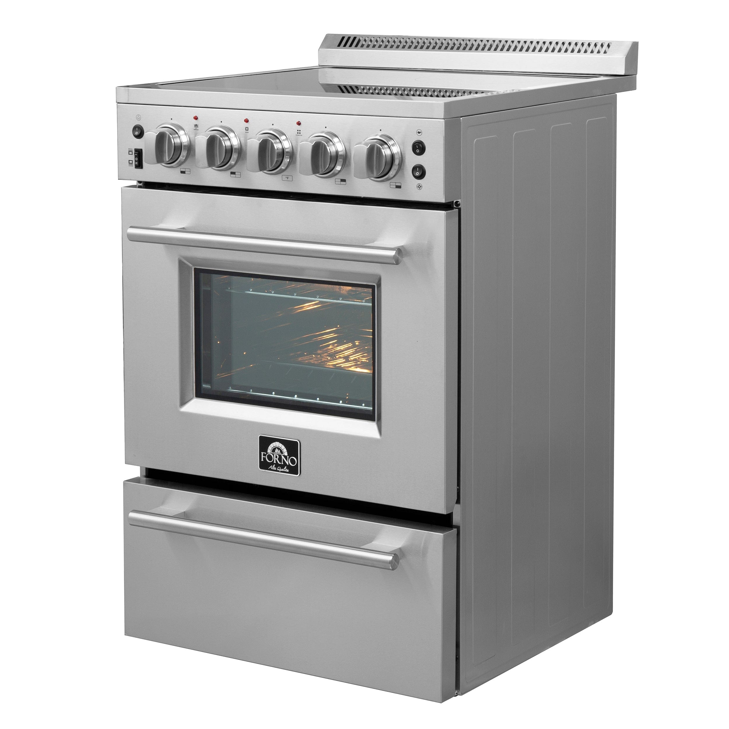 Forno Loiano 24" Freestanding Electric Range With 4 Element Burners in Stainless Steel, FFSEL6069-24 I Luxury Appliances Direct