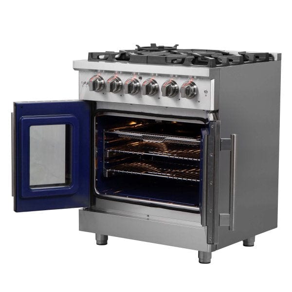 Forno Massimo 30" Freestanding French Door Dual Fuel Range with 5 Burners, FFSGS6325-30 I Luxury Appliances Direct