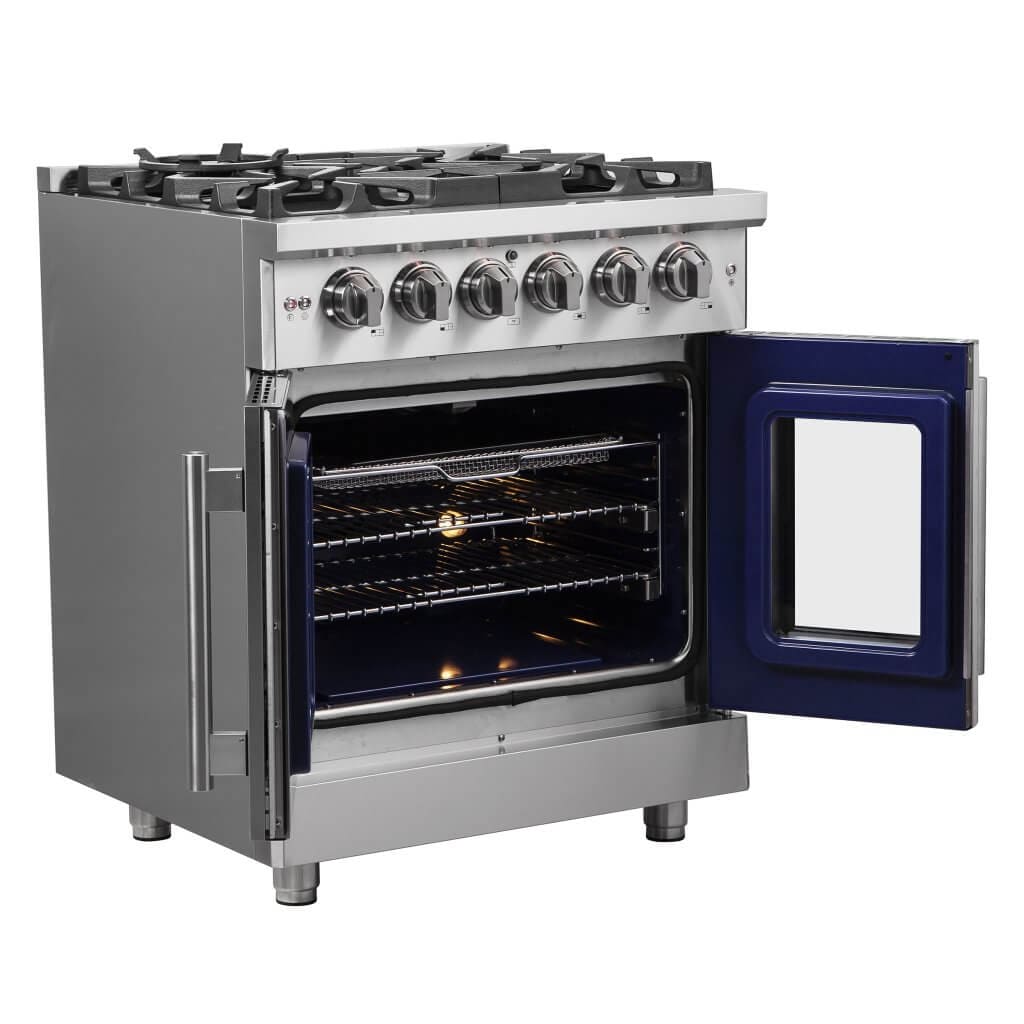Forno Massimo 30" Freestanding French Door Dual Fuel Range with 5 Burners, FFSGS6325-30 I Luxury Appliances Direct