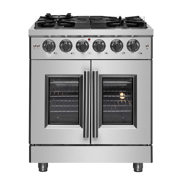 Forno Massimo 30" Freestanding French Door Dual Fuel Range with 5 Burners, FFSGS6325-30 I Luxury Appliances Direct