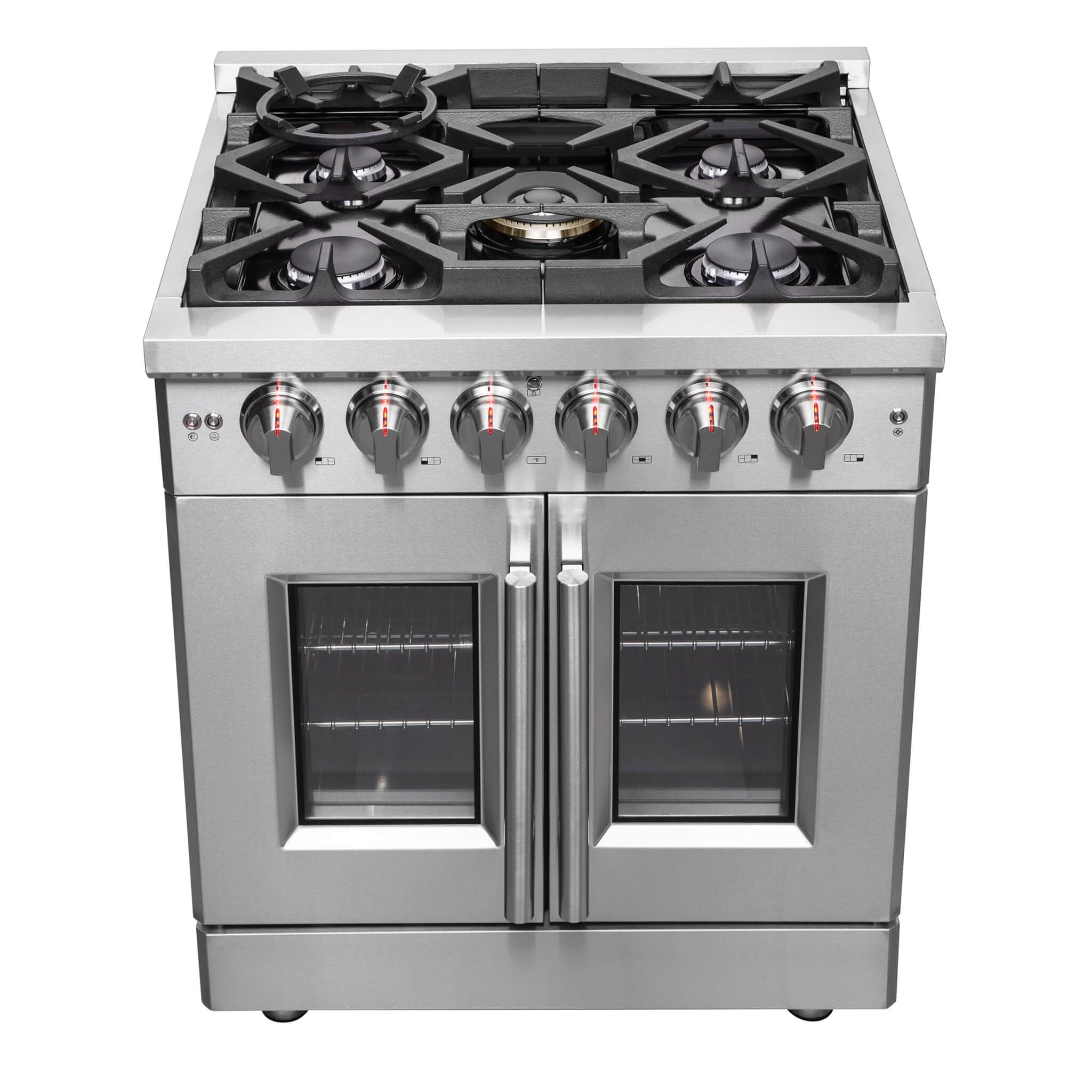 Forno Massimo 30" Freestanding French Door Dual Fuel Range with 5 Burners, FFSGS6325-30 I Luxury Appliances Direct