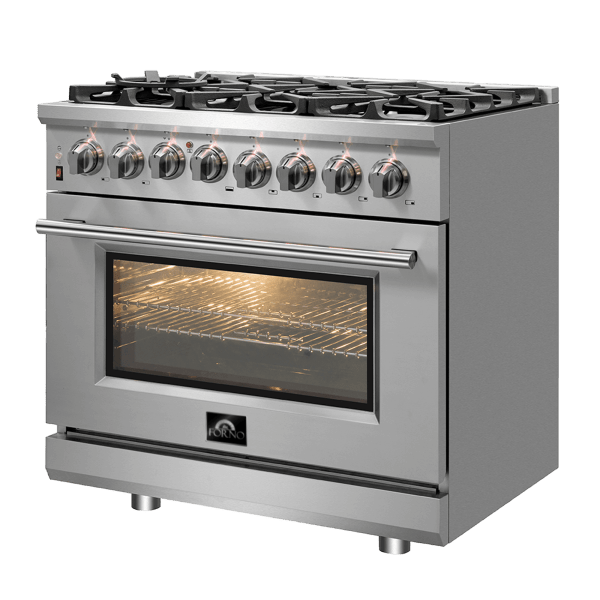 Forno Massimo 36" Freestanding Dual Fuel Range with 6 Burners, FFSGS6125-36 I Luxury Appliances Direct