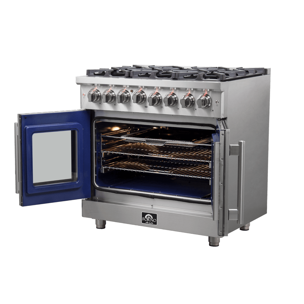 Forno Massimo 36" Freestanding French Door Dual Fuel Range with 6 Burners, FFSGS6325-36 I Luxury Appliances Direct