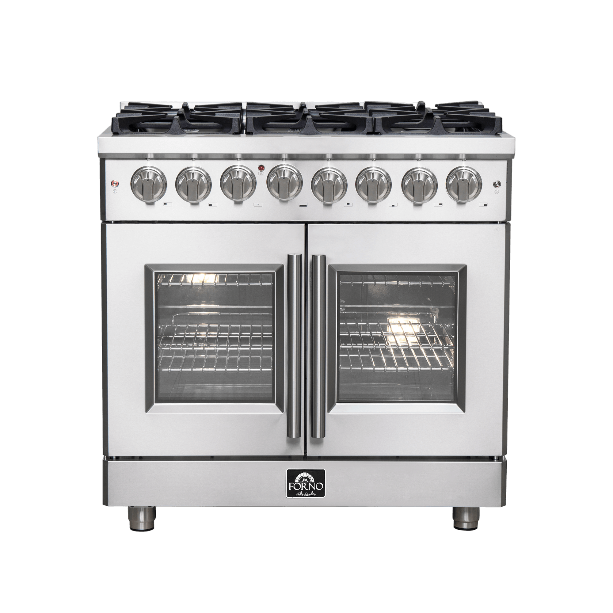 Forno Massimo 36" Freestanding French Door Dual Fuel Range with 6 Burners, FFSGS6325-36 I Luxury Appliances Direct
