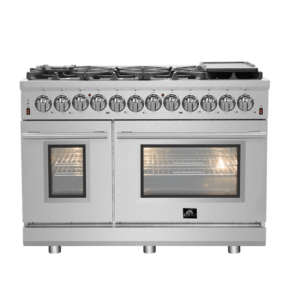 Forno Massimo 48" Freestanding Dual Fuel Range with 8 Burners, FFSGS6125-48 I Luxury Appliances Direct