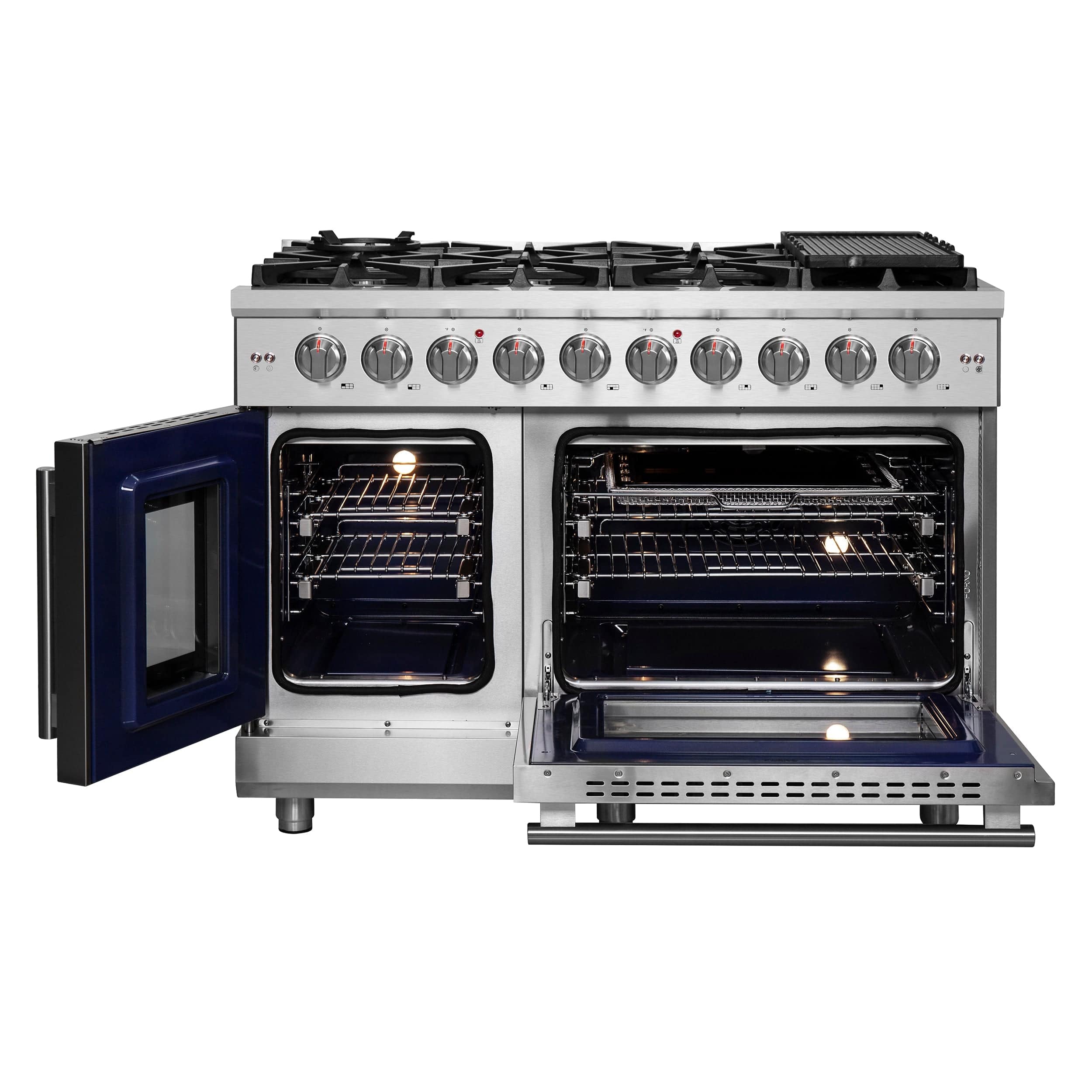 Forno Massimo 48" Freestanding French Door Gas Range with 8 Burners, FFSGS6439-48 I Luxury Appliances Direct
