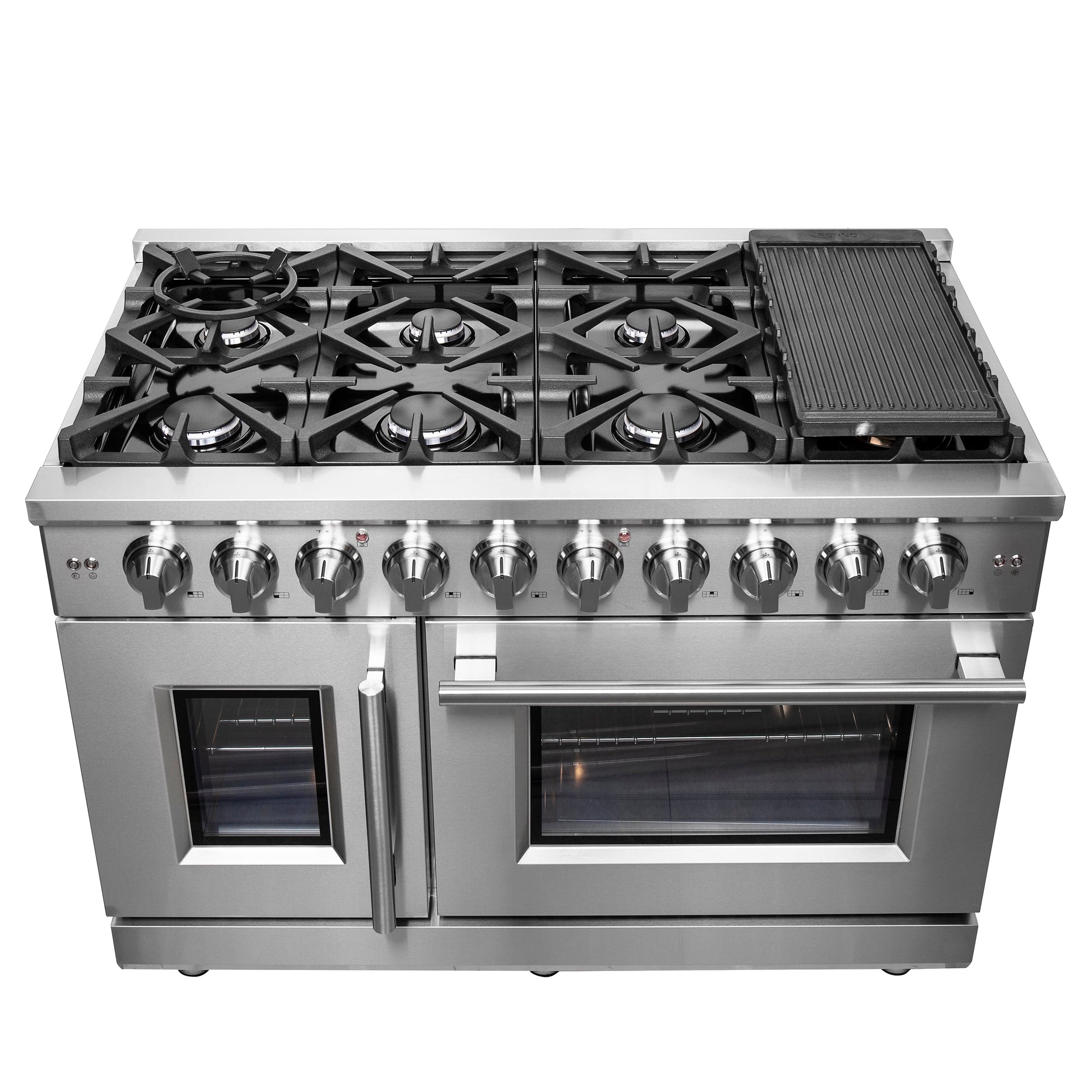 Forno Massimo 48" Freestanding French Door Gas Range with 8 Burners, FFSGS6439-48 I Luxury Appliances Direct