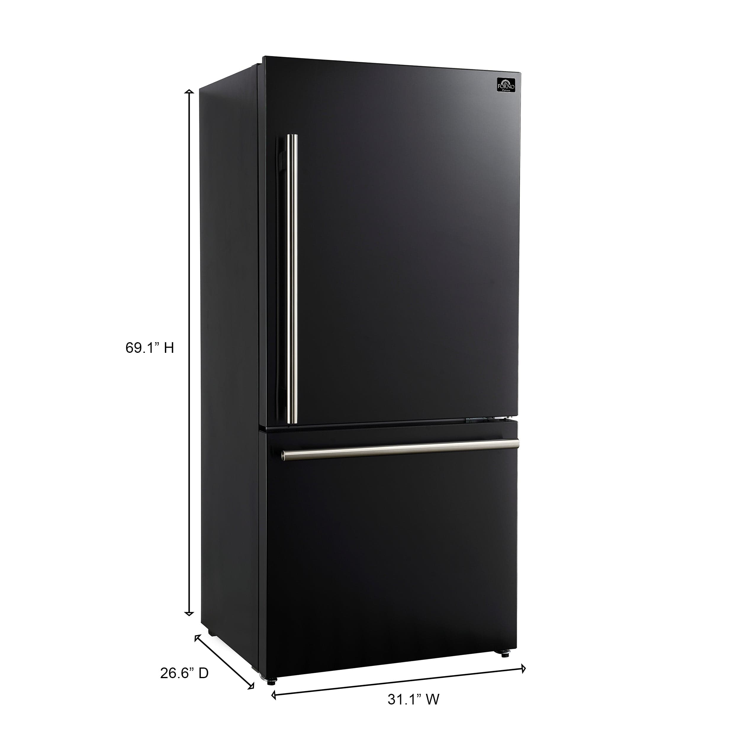 Forno Milano Espresso 17.2 Cu. Ft. Right Hinge Refrigerator Bottom Freezer FFFFD1785-31BLK I Luxury Appliances Direct