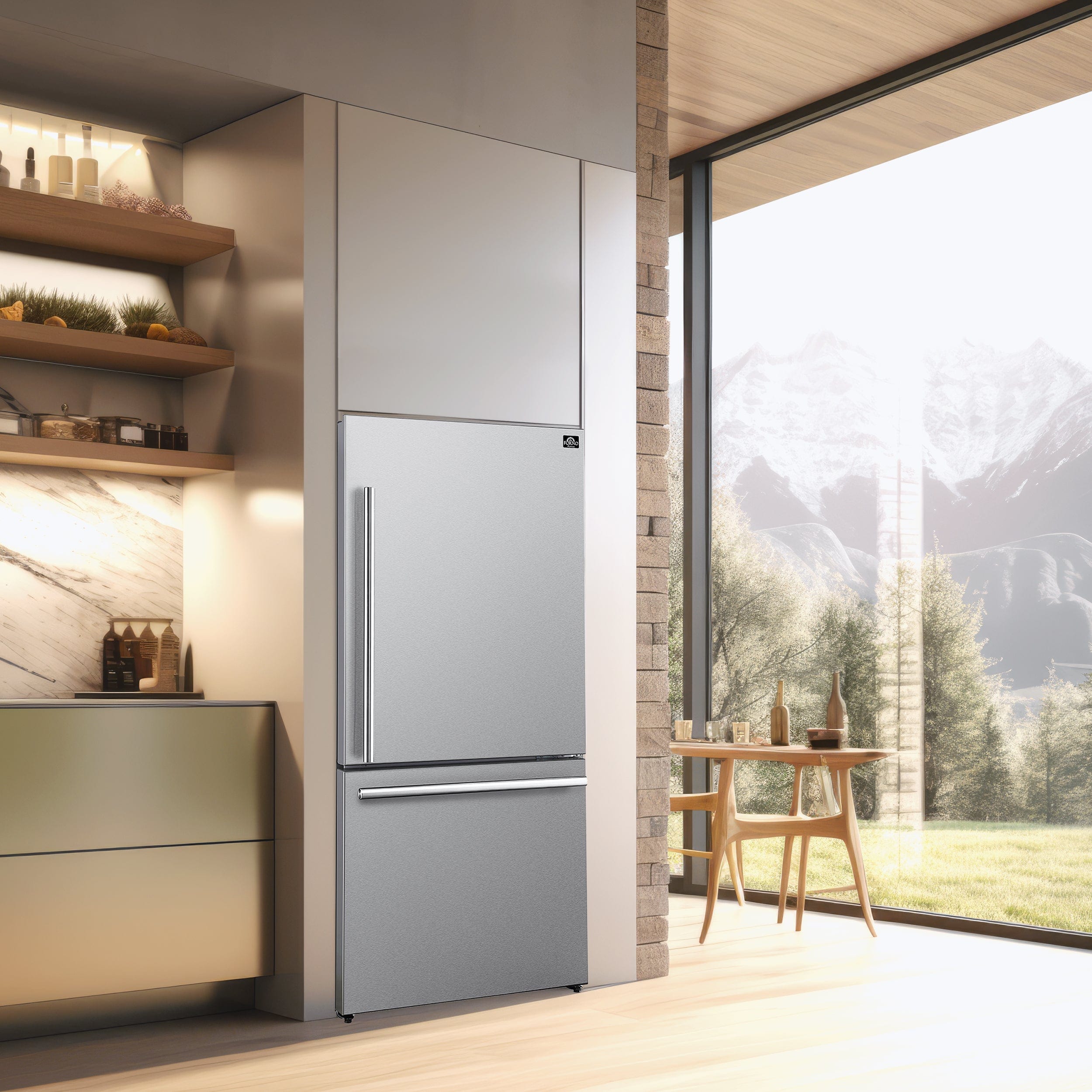 Forno Milano Espresso 17.2 Cu.Ft. Right Hinge Refrigerator Bottom Freezer FFFFD1785-31S I Luxury Appliances Direct