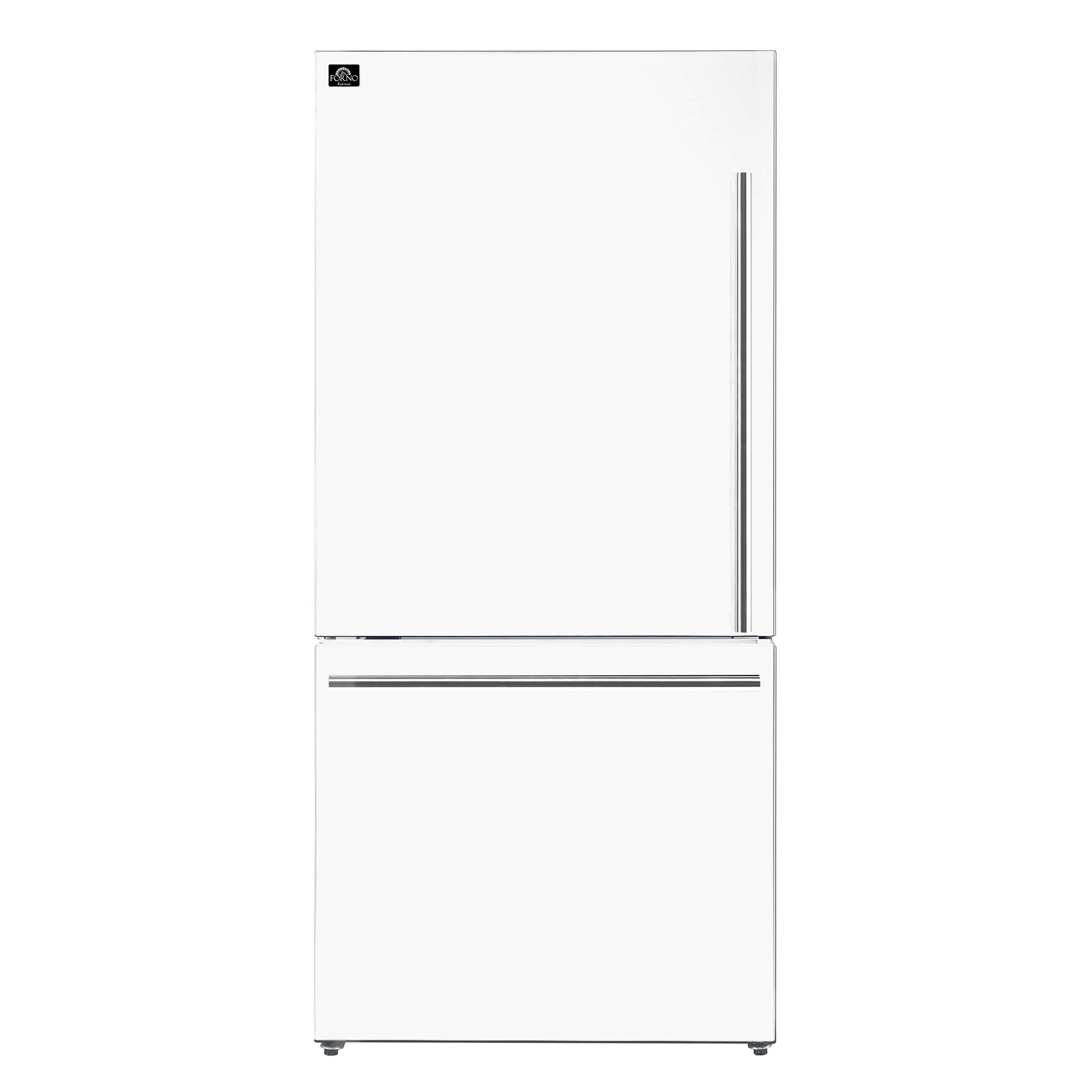 Forno Milano Espresso 31" White 17.2 Cu.Ft W/ Ice Maker Bottom Freezer Refrigerator FFFFD1786-31WHT I Luxury Appliances Direct