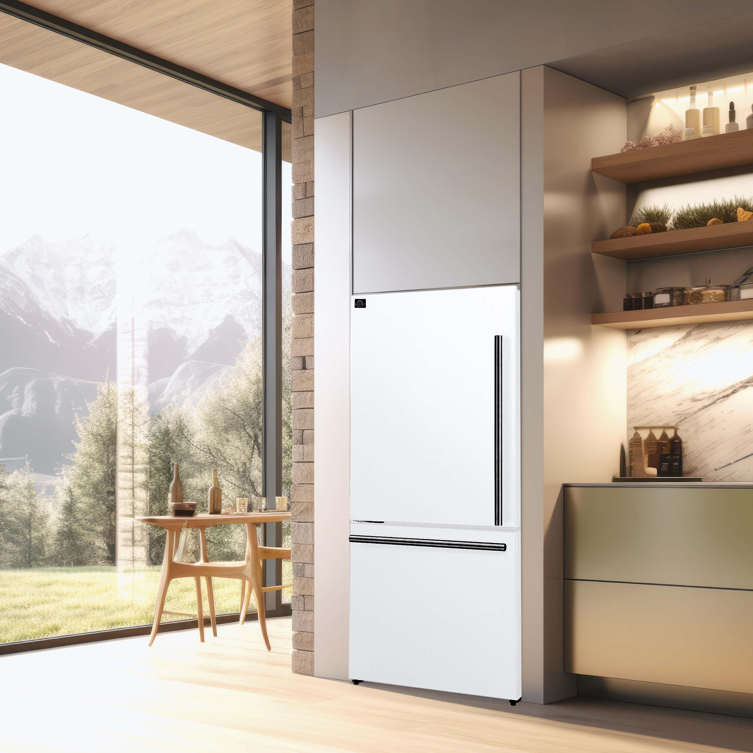 Forno Milano Espresso 31" White 17.2 Cu.Ft W/ Ice Maker Bottom Freezer Refrigerator FFFFD1786-31WHT I Luxury Appliances Direct