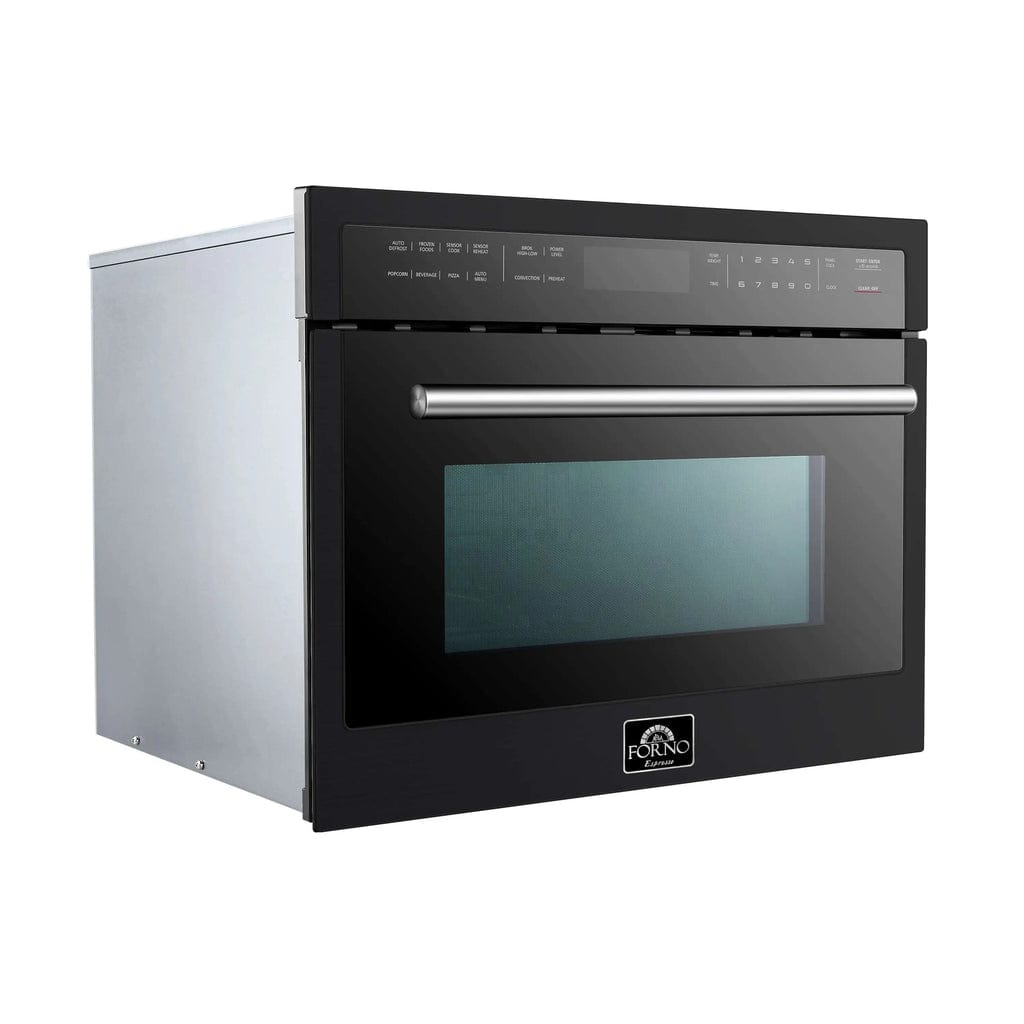 Forno Oliena Espresso 24-Inch 1.6 Cu.ft Compact Oven Black with Stainless Steel Handle FMWDR3093-24BLK I Luxury Appliances Direct