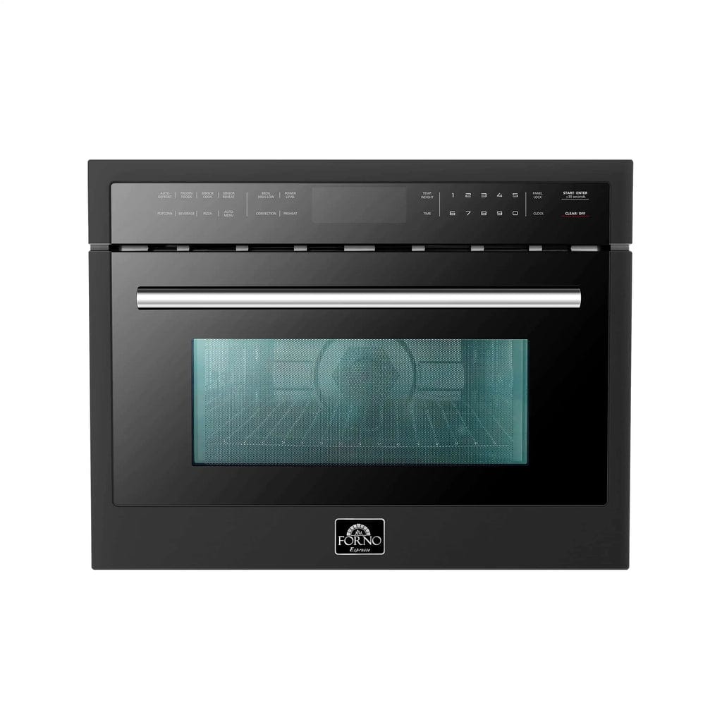 Forno Oliena Espresso 24-Inch 1.6 Cu.ft Compact Oven Black with Stainless Steel Handle FMWDR3093-24BLK I Luxury Appliances Direct