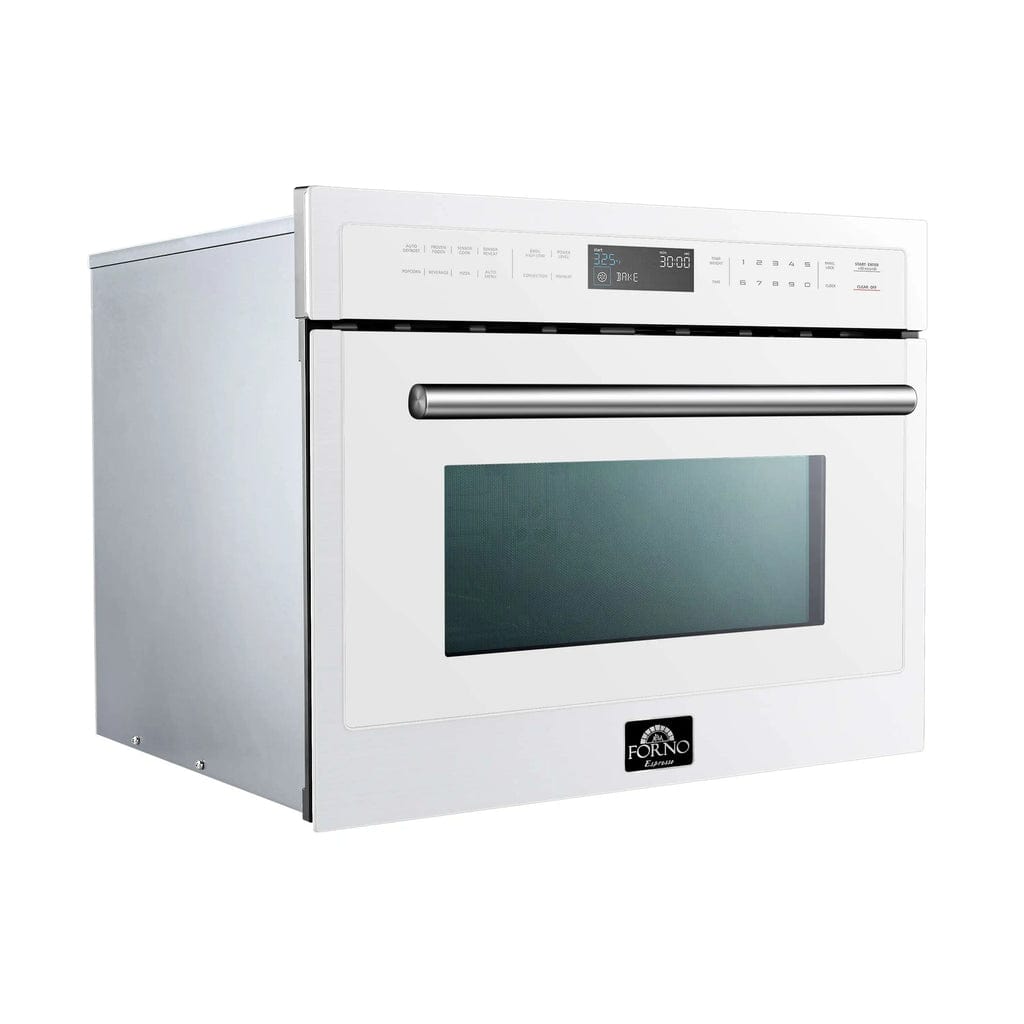 Forno Oliena Espresso 24-Inch 1.6 Cu.ft Compact Oven White with Stainless Steel Handle FMWDR3093-24WHT I Luxury Appliances Direct