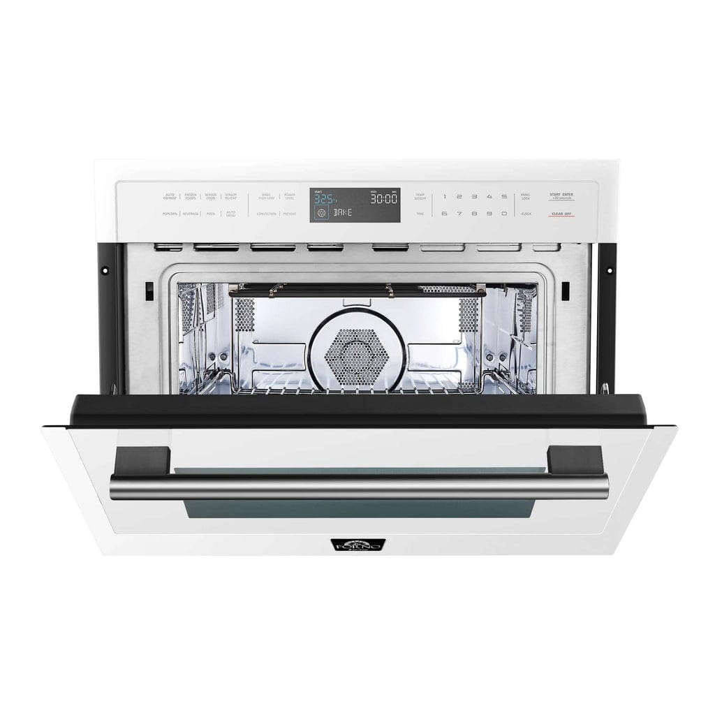 Forno Oliena Espresso 24-Inch 1.6 Cu.ft Compact Oven White with Stainless Steel Handle FMWDR3093-24WHT I Luxury Appliances Direct