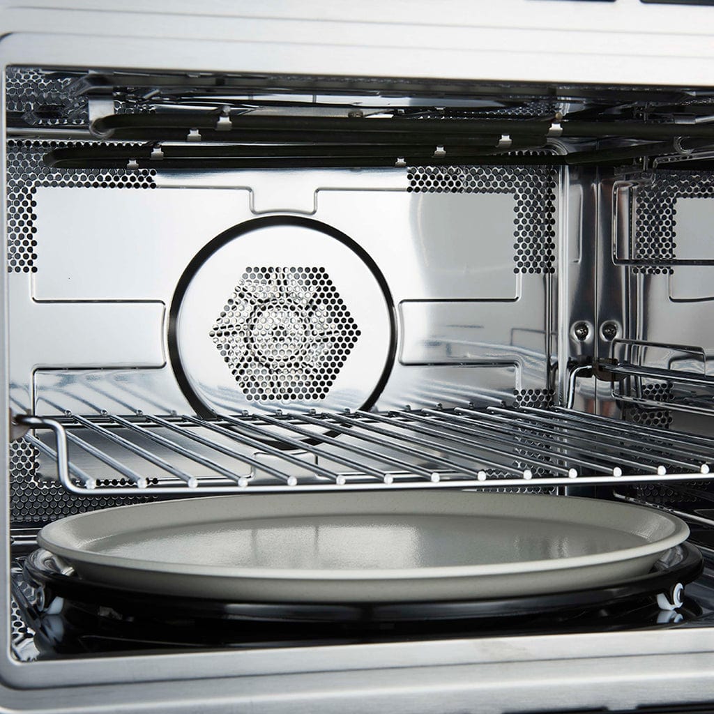 Forno Oliena Espresso 30-Inch 1.6 Cu.ft Compact Oven in Black with Brass Handle FMWDR3093-30BLK I Luxury Appliances Direct