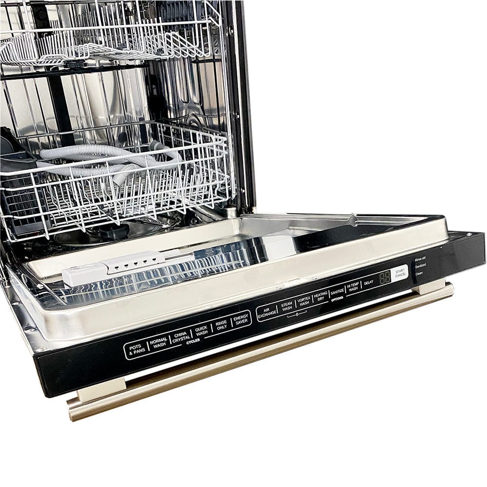 Forno Package 36-Inch Fuel Range, Range Hood, Refrigerator, Microwave, Dishwasher, AP-FFSGS6187-36-8 I Luxury Appliances Direct