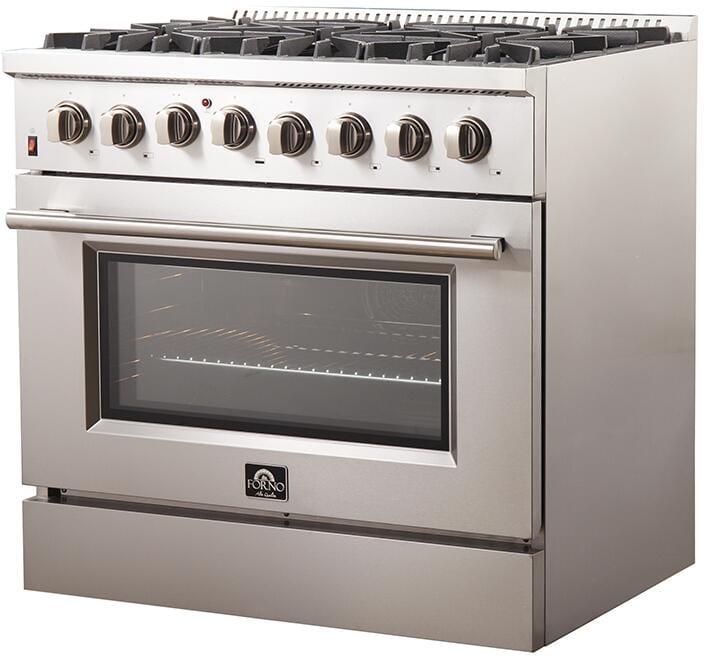 Forno Package 36-Inch Dual Fuel Range, Range Hood, Refrigerator, Microwave Drawer, Dishwasher, AP-FFSGS6156-36-8 I Luxury Appliances Direct