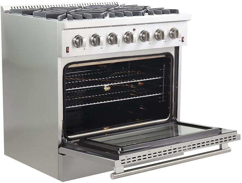 Forno Package 36-Inch Gas Range, Range Hood, Refrigerator, Microwave Drawer, Dishwasher, AP-FFSGS6244-36-8 I Luxury Appliances Direct