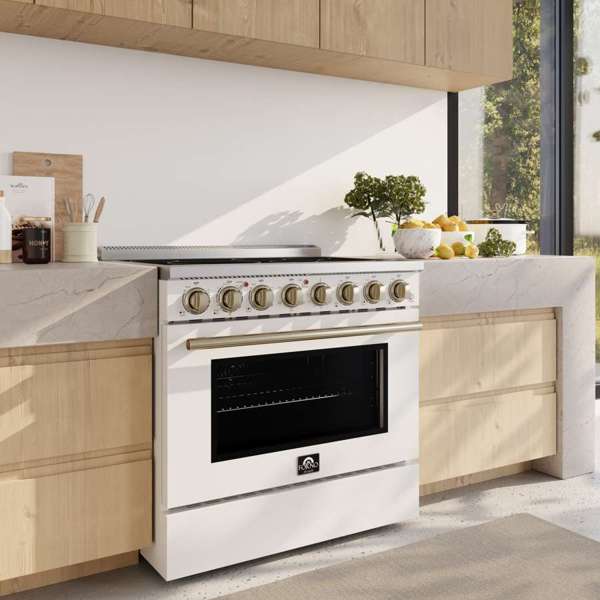 Forno Paolo 36-inch Freestanding White Convection Range Oven FFSEL6011-36WHT