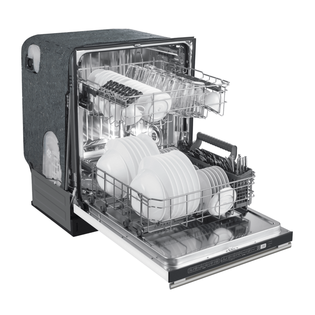 Forno Pozzo 24" Built-In Dishwasher in White with Antique Brass and Stainless Handles, FDWBI8067-24WHT I Luxury Appliances Direct