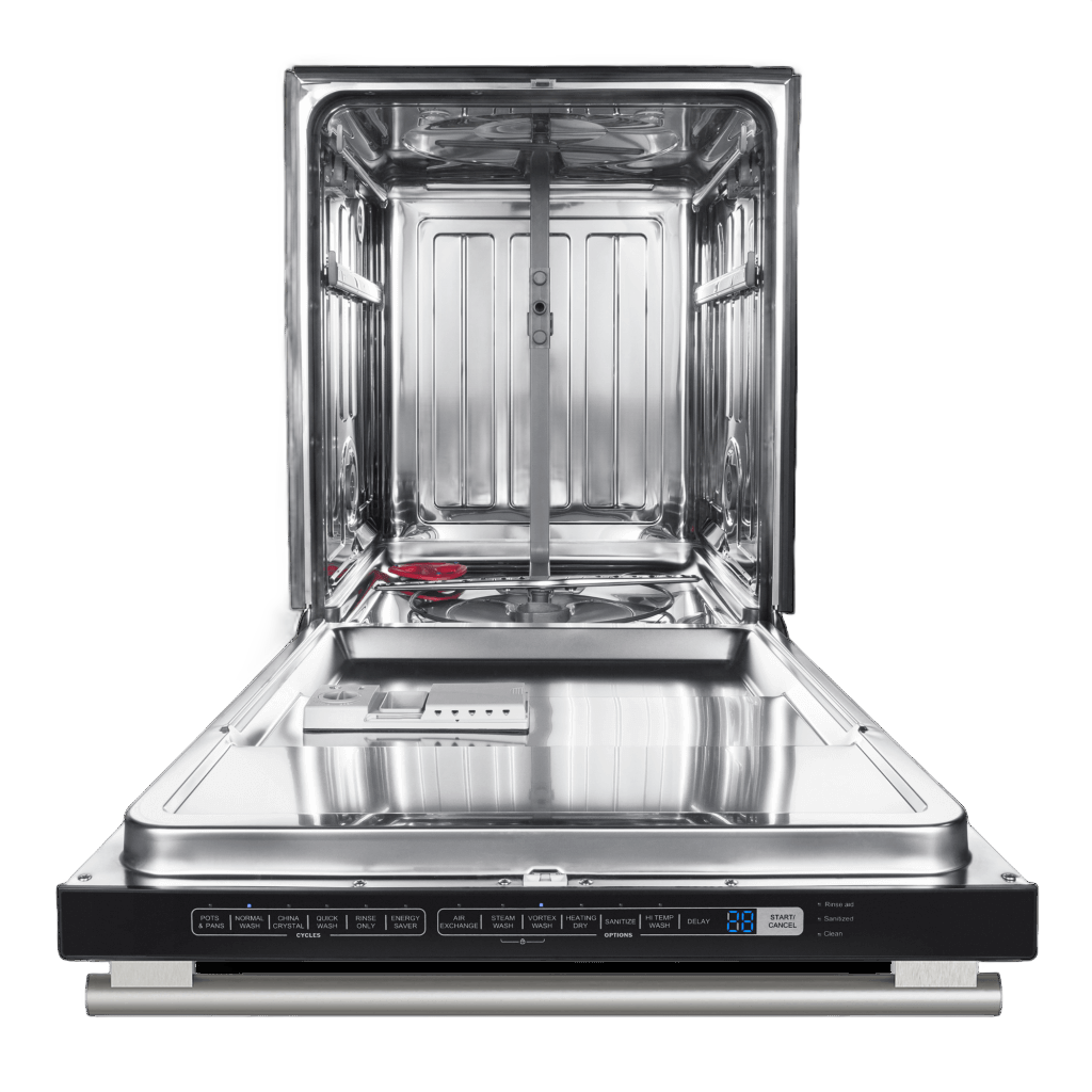 Forno Pozzo 24" Built-In Dishwasher in White with Antique Brass and Stainless Handles, FDWBI8067-24WHT I Luxury Appliances Direct