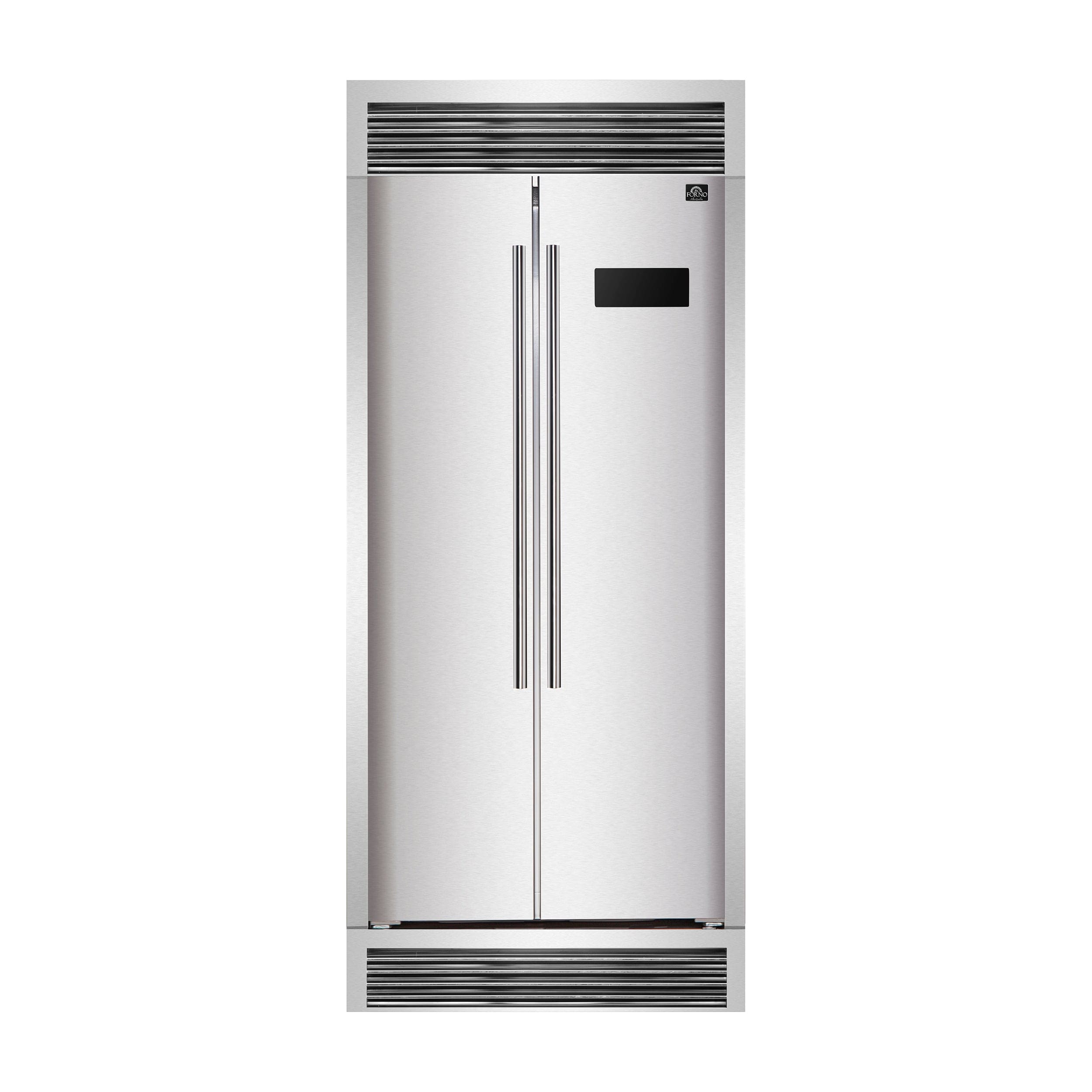 Forno Salerno 33" Side-By-Side With Grill Trim Refrigerator FFRBI1805-37SG I Luxury Appliances Direct