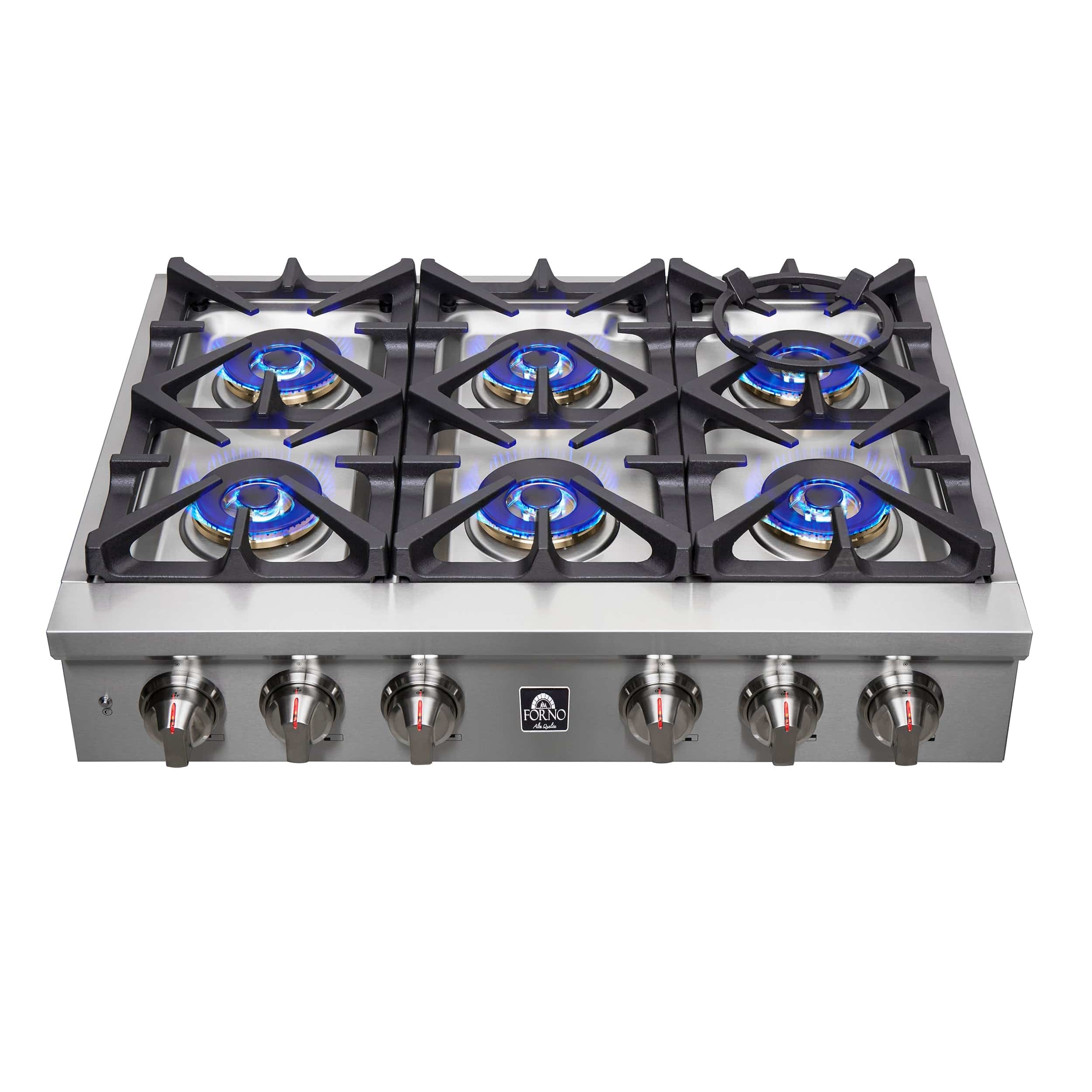 Forno Spezia Alta Qualita 36" Gas Rangetop With 6 Sealed Burners in Stainless Steel, FCTGS5751-36 I Luxury Appliances Direct