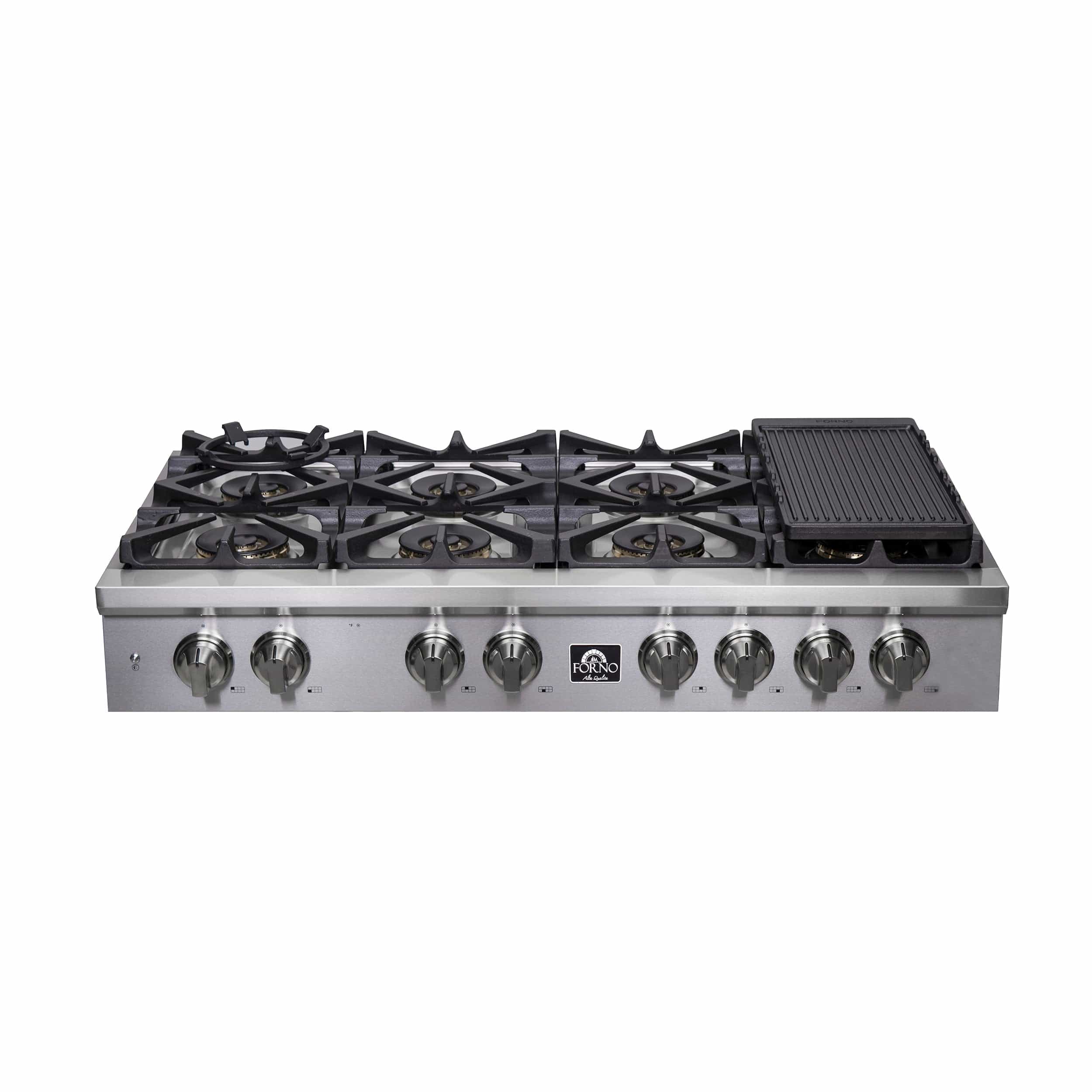 Forno Spezia Alta Qualita 48" Gas Rangetop With 8 Sealed Burners in Stainless Steel, FCTGS5751-48 I Luxury Appliances Direct