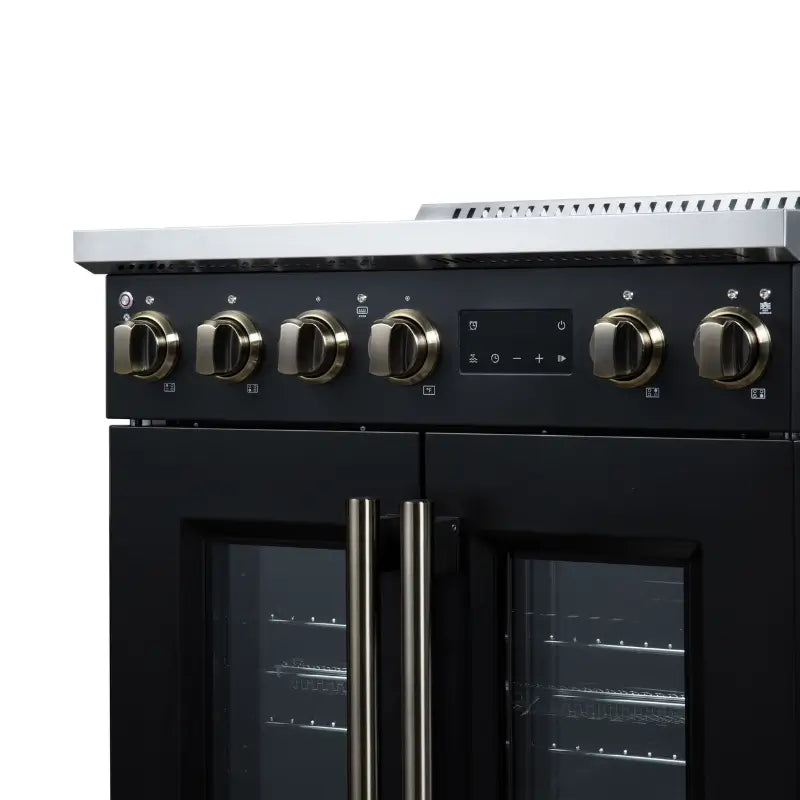 FORNO Torino FFSIN0950-30BLK 30-Inch French Door Induction Range with Air Fry, Air Sous Vide & True Convection – Black