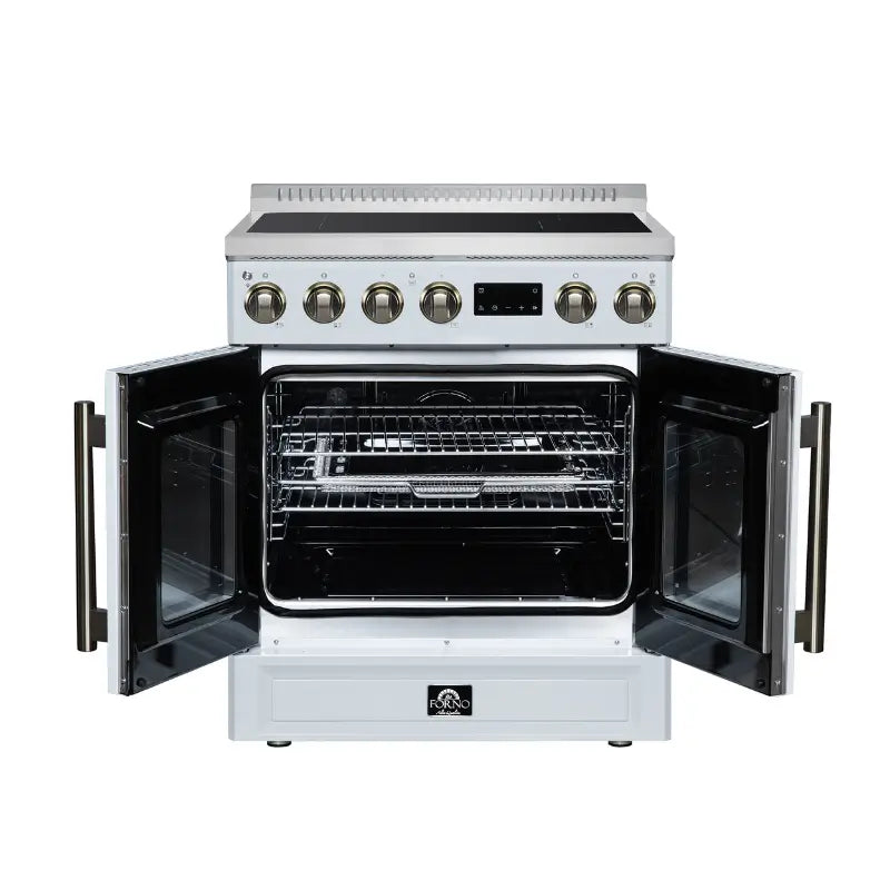 FORNO Torino FFSIN0950-30WHT 30-Inch French Door Induction Range with Air Fry & True Convection – White